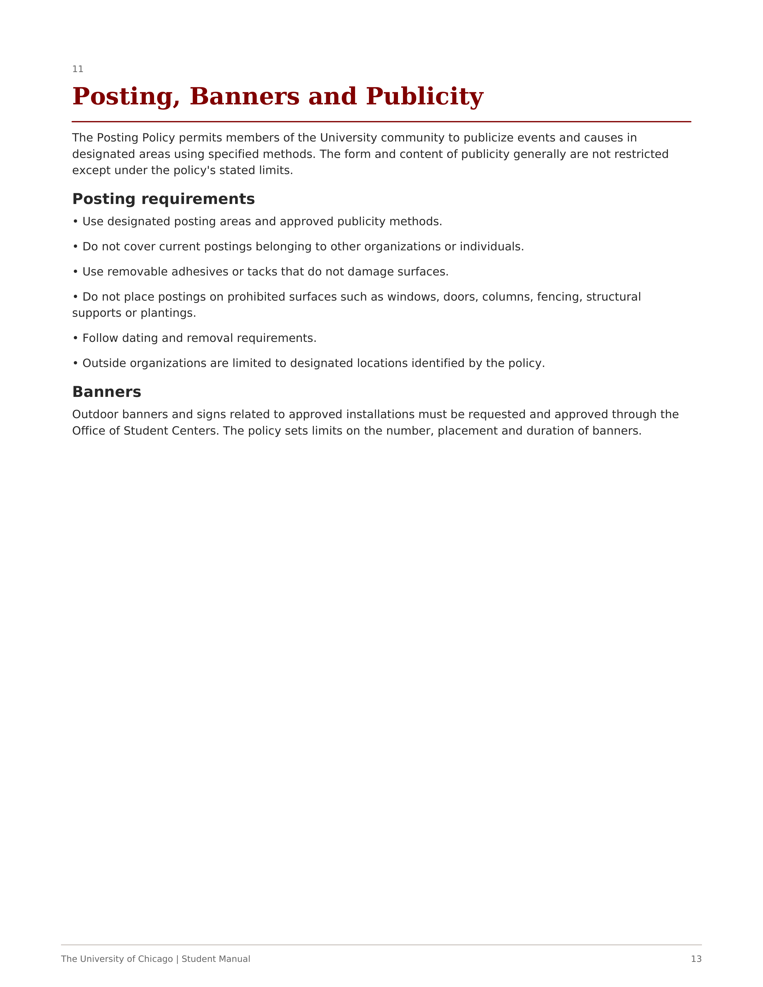 University of Chicago Student Manual of University Policies and Regulations Handbook — page 13