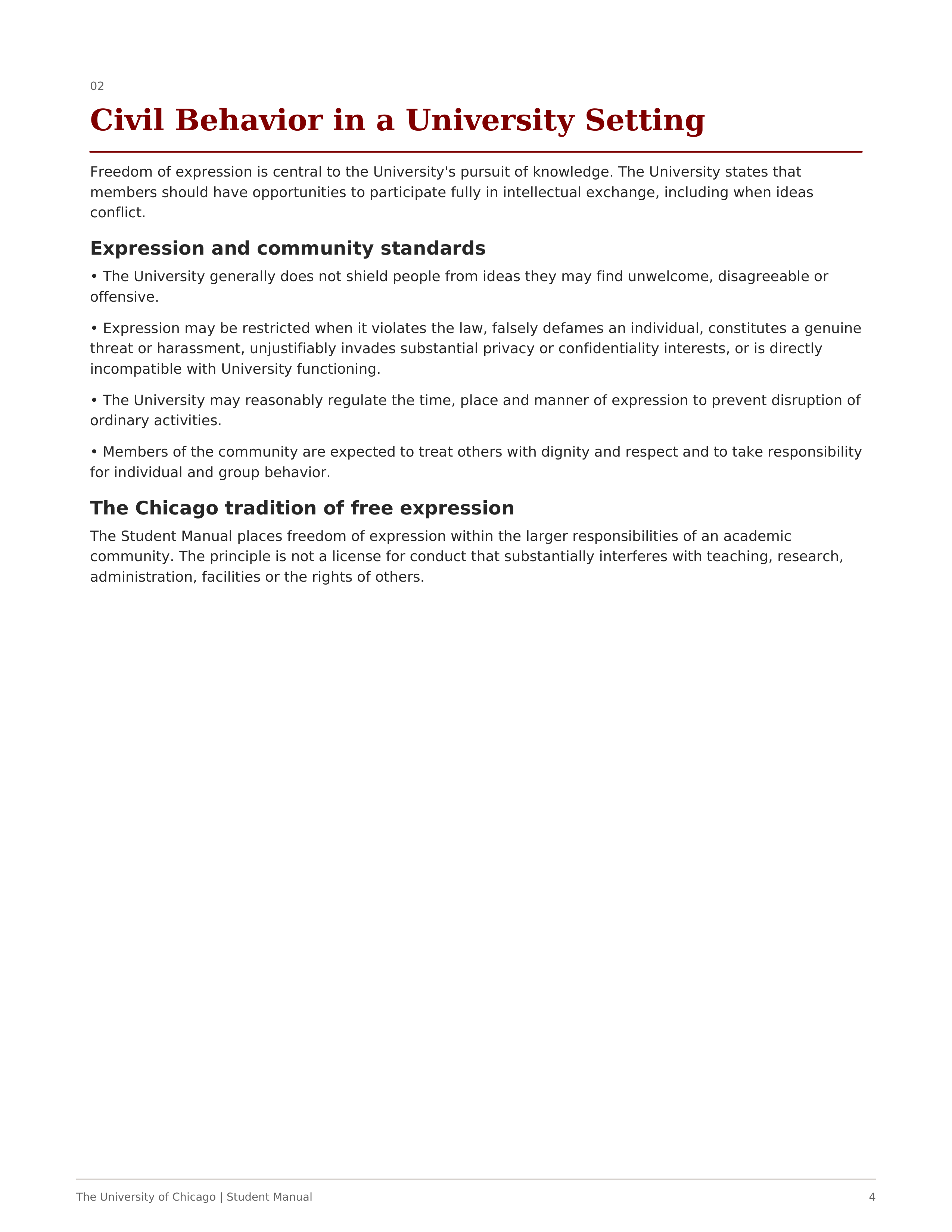 University of Chicago Student Manual of University Policies and Regulations Handbook — page 4