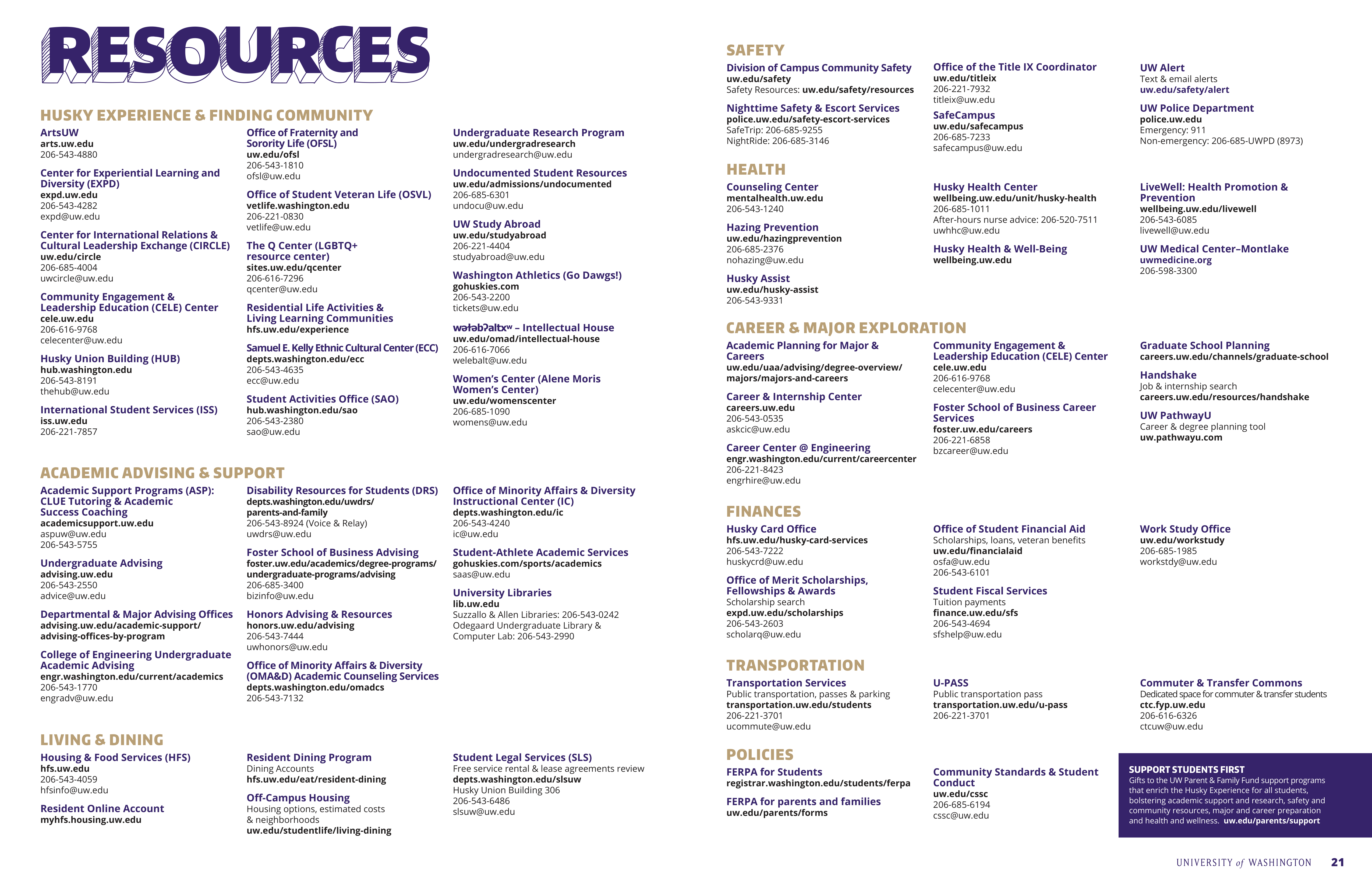 University of Washington Parent & Family Guide — page 12