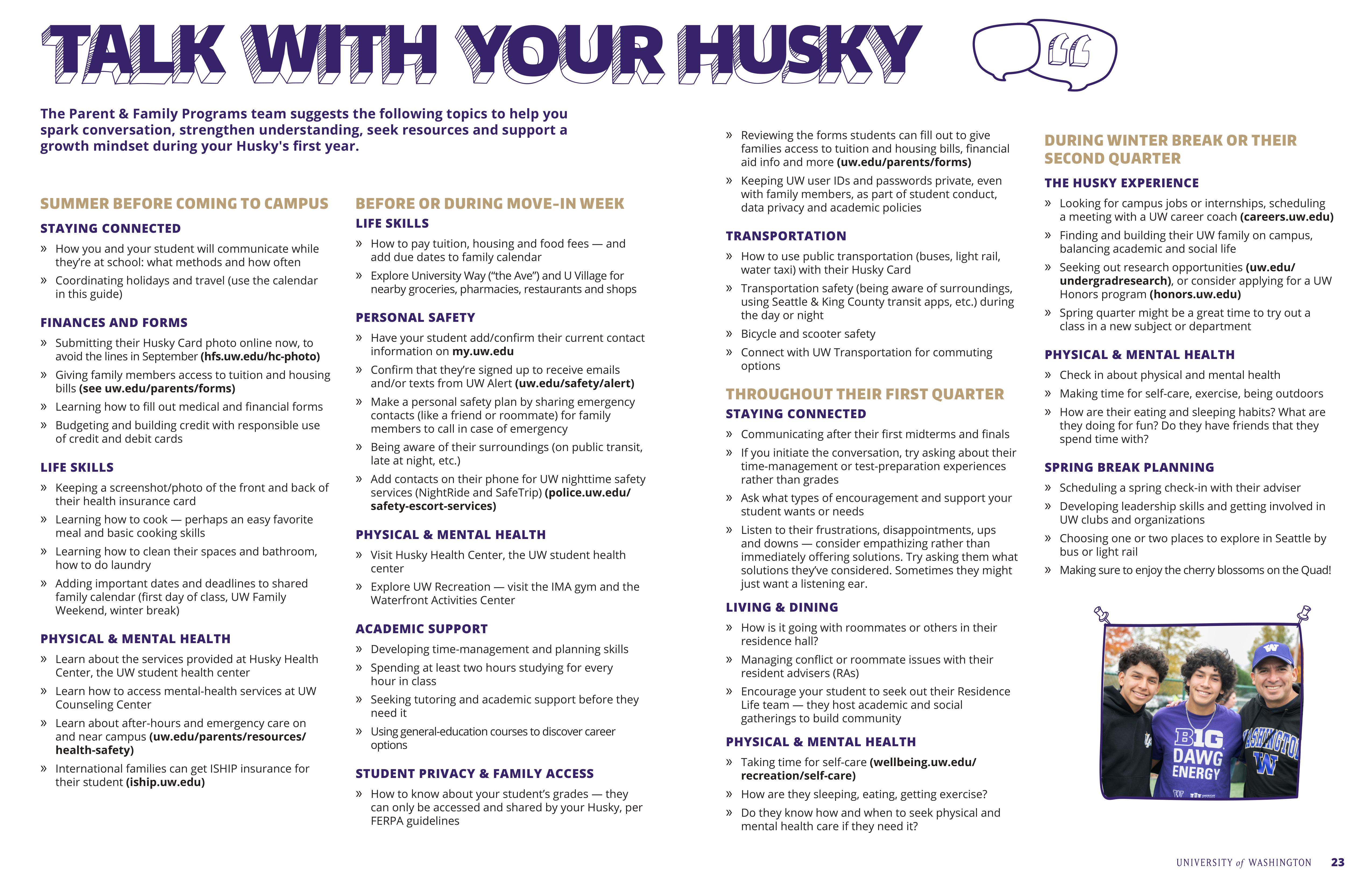 University of Washington Parent & Family Guide — page 13