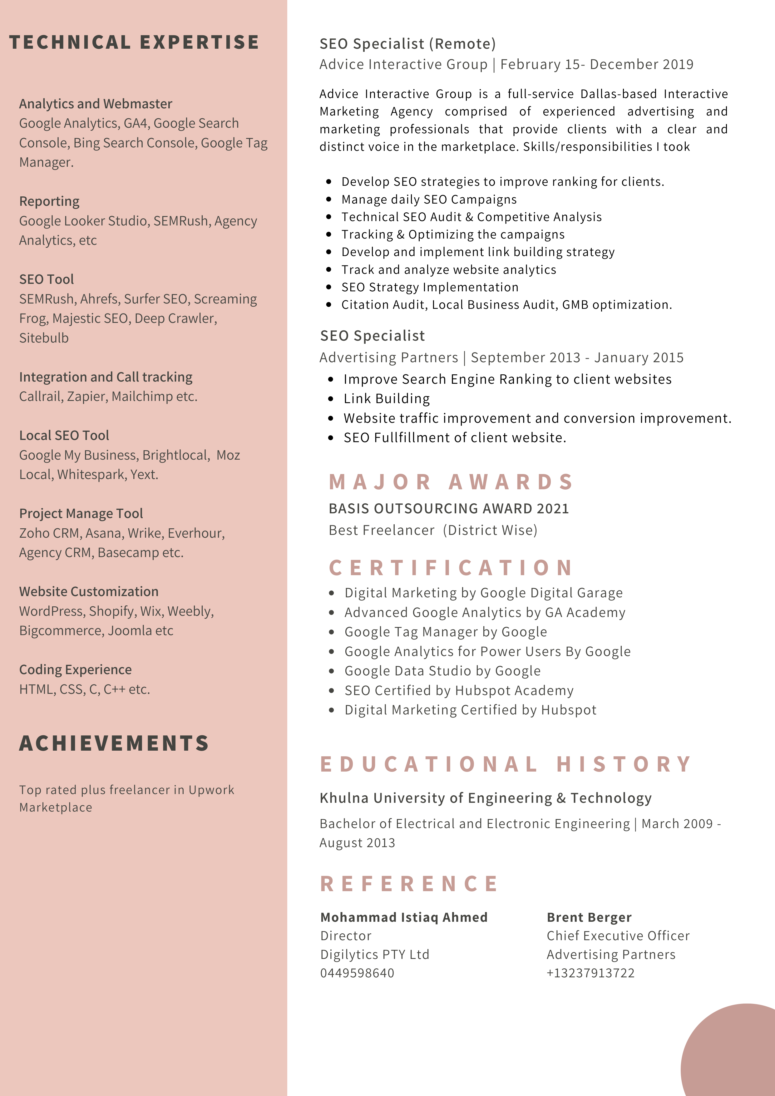 Upwork SEO Specialist Resume — page 2
