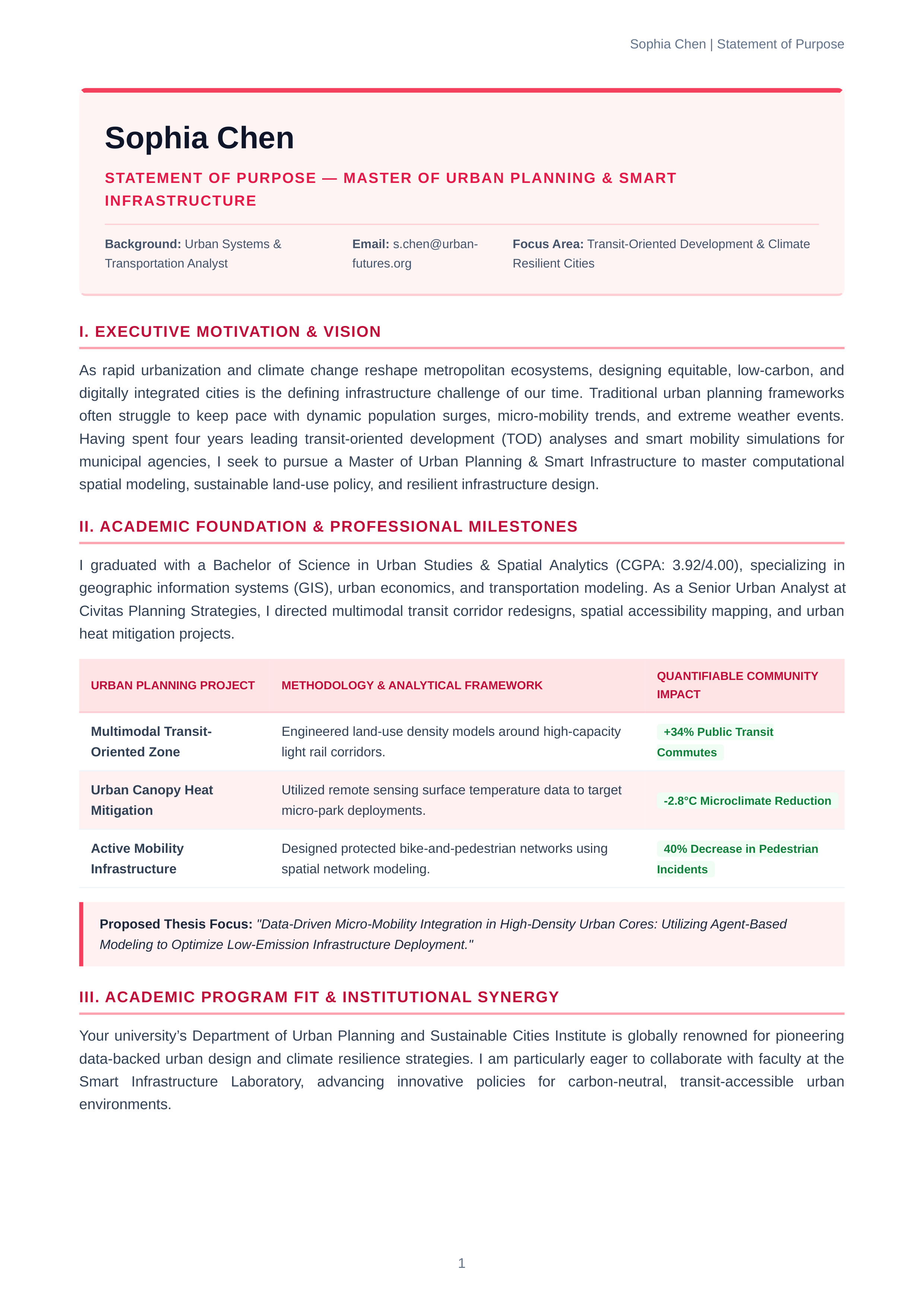 Urban Planning Statement of Purpose — page 1