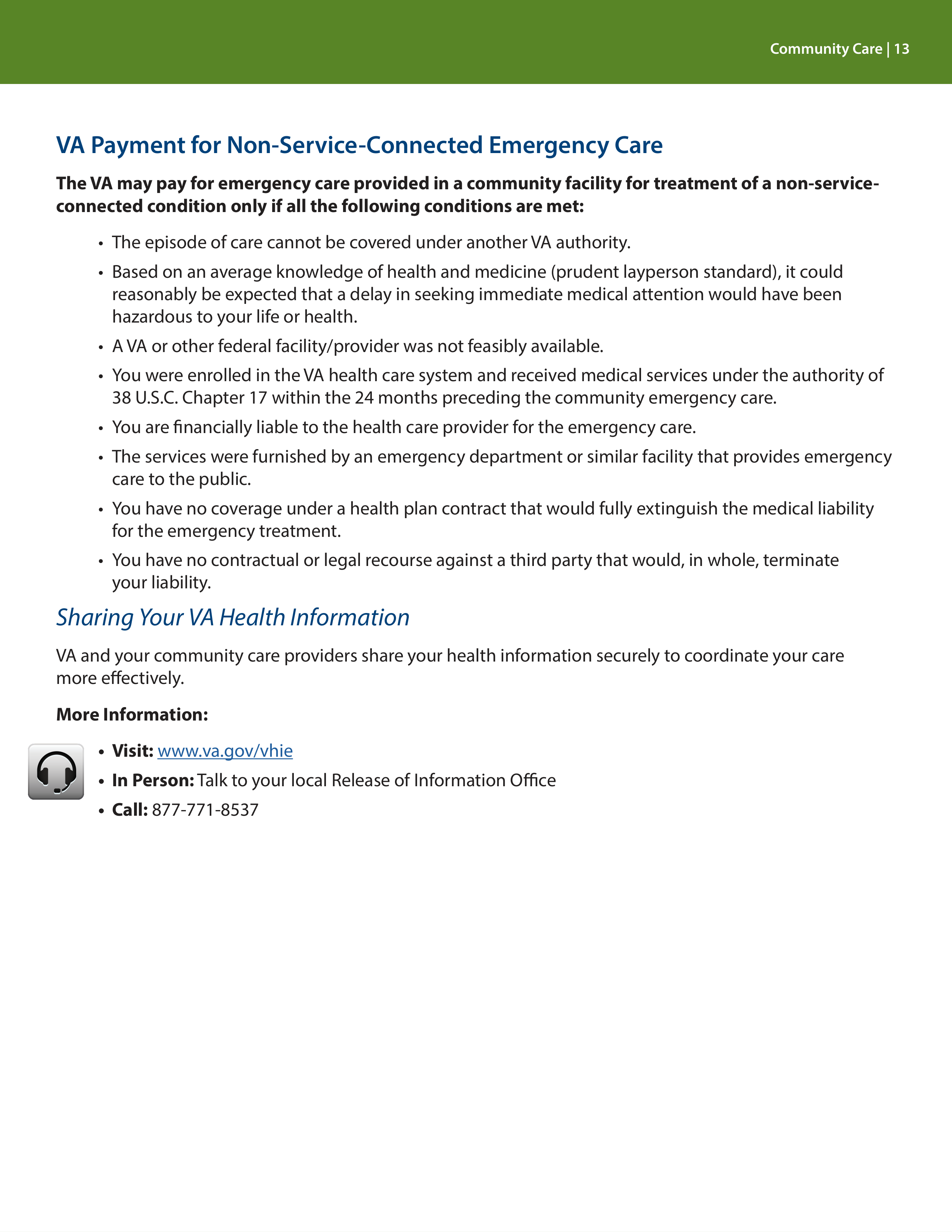 VA Veterans Health Benefits Handbook — page 15