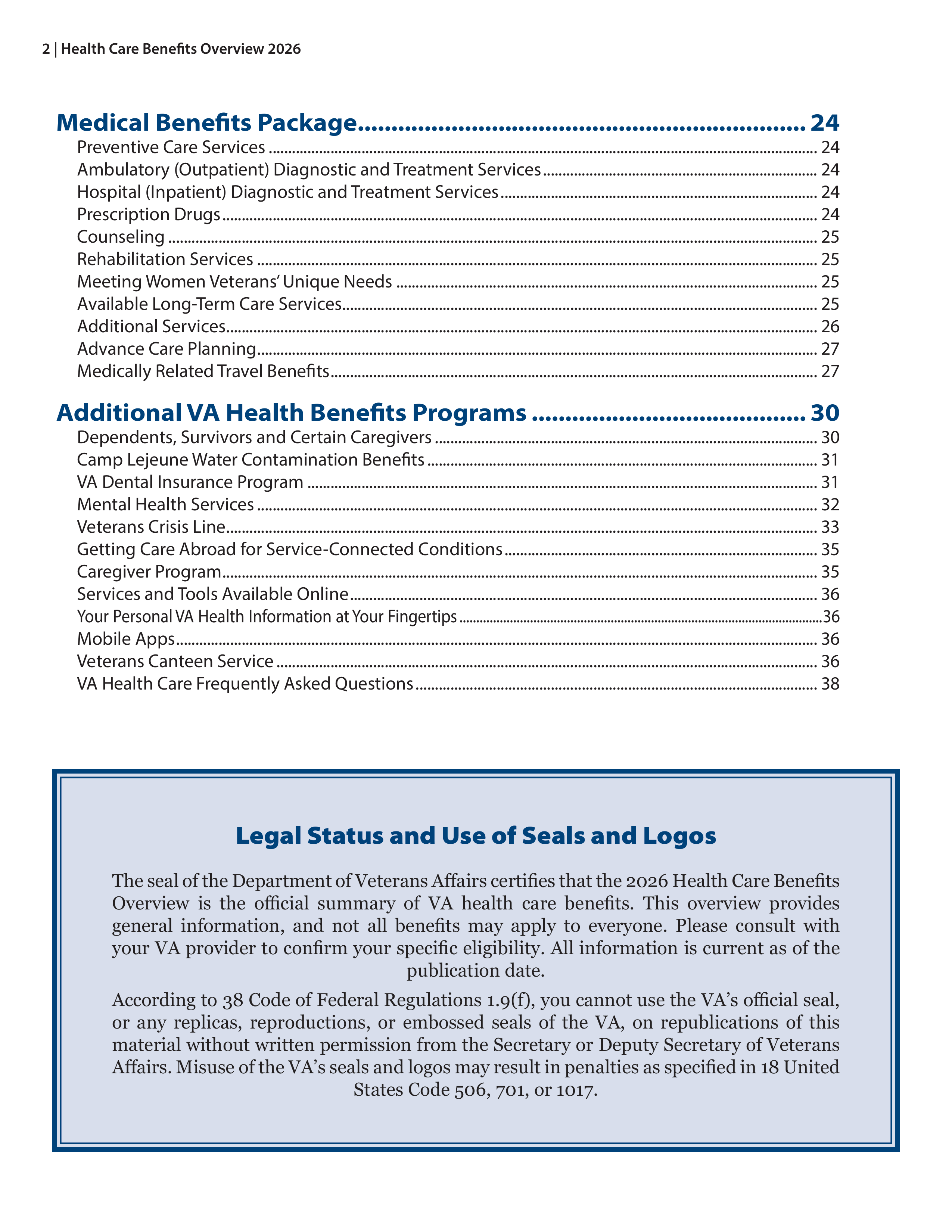 VA Veterans Health Benefits Handbook — page 4