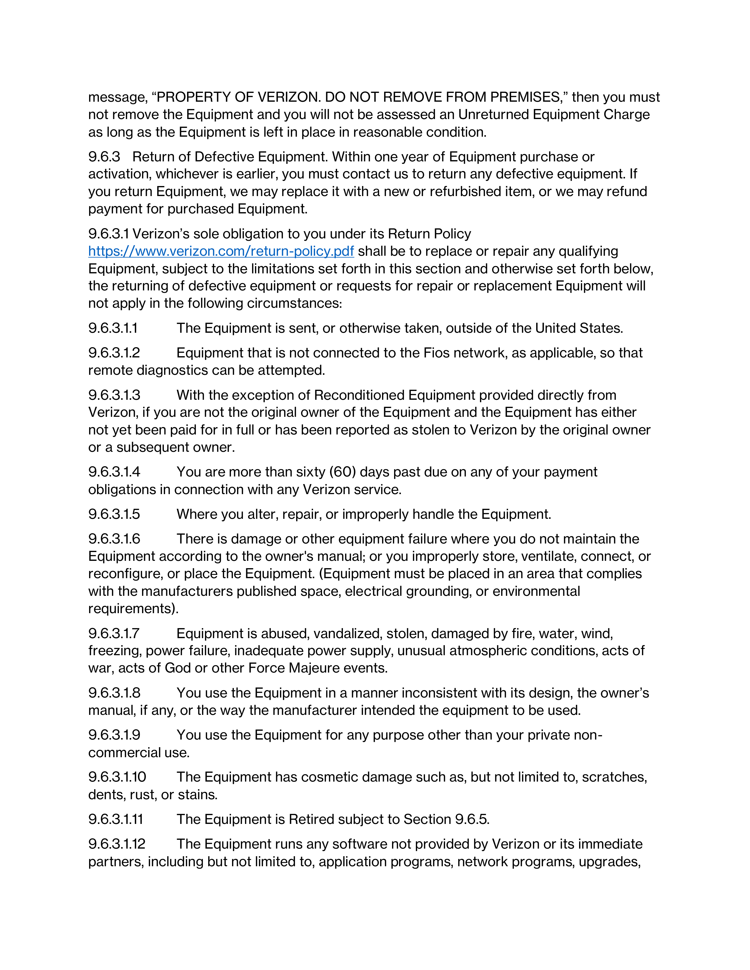 VERIZON CUSTOMER AGREEMENT — page 10