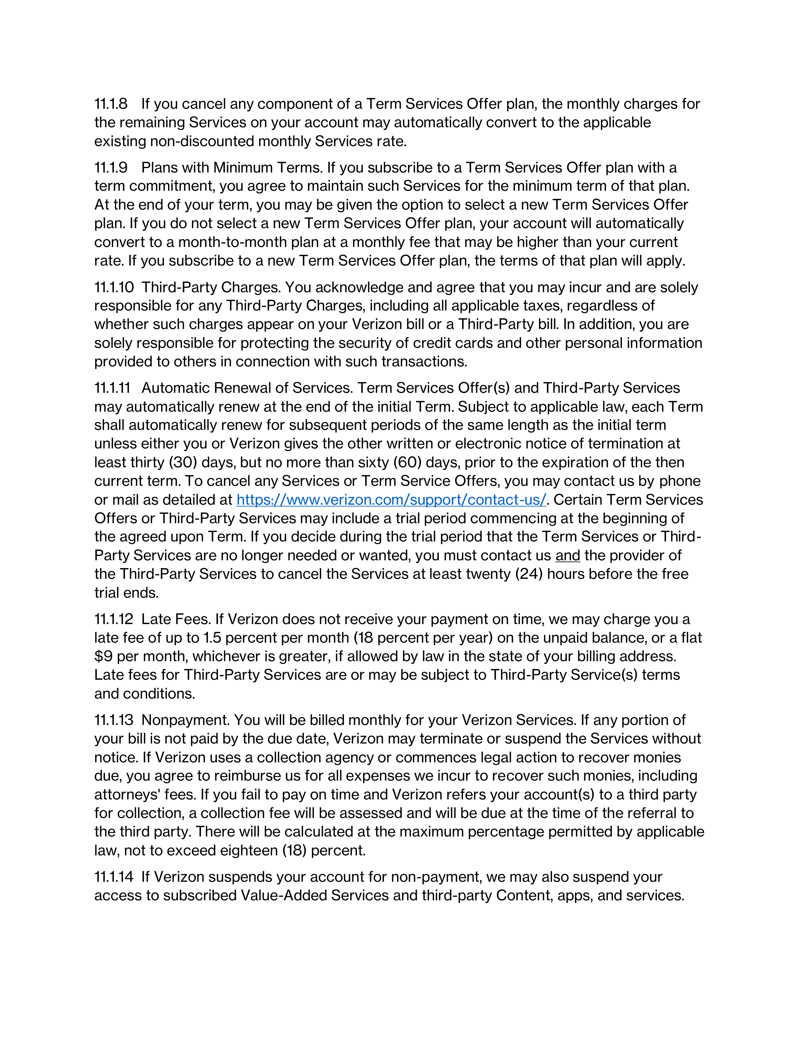 VERIZON CUSTOMER AGREEMENT — page 13