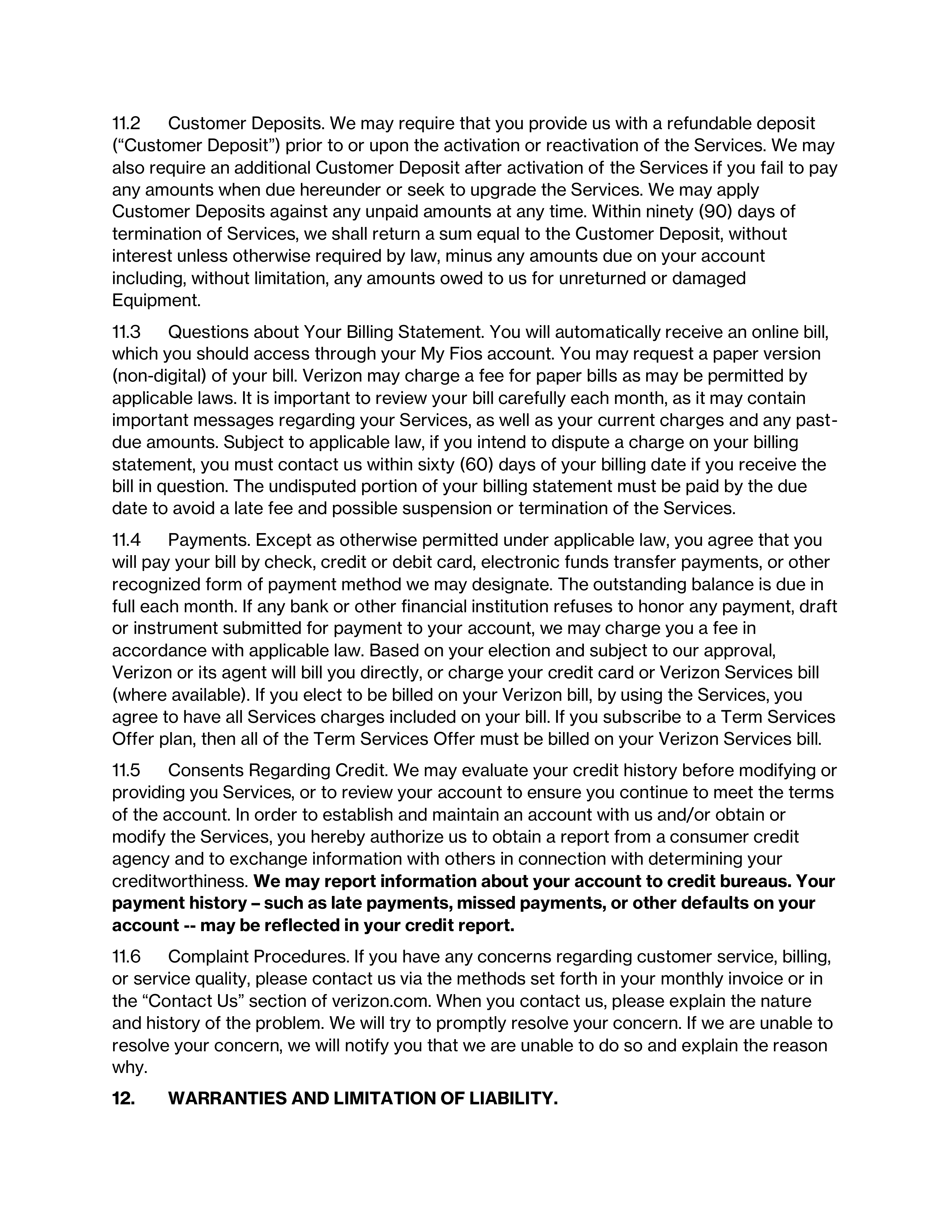 VERIZON CUSTOMER AGREEMENT — page 14