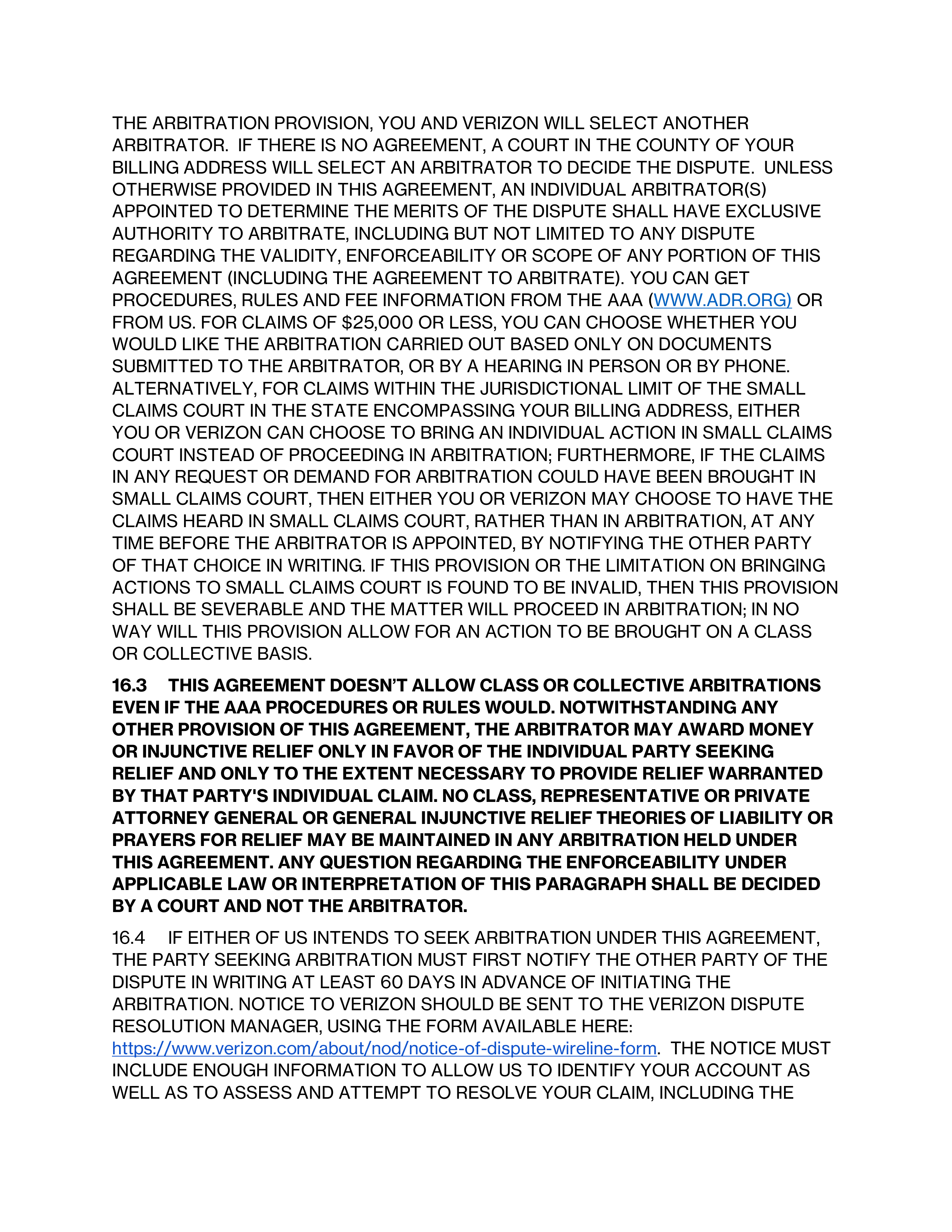 VERIZON CUSTOMER AGREEMENT — page 18