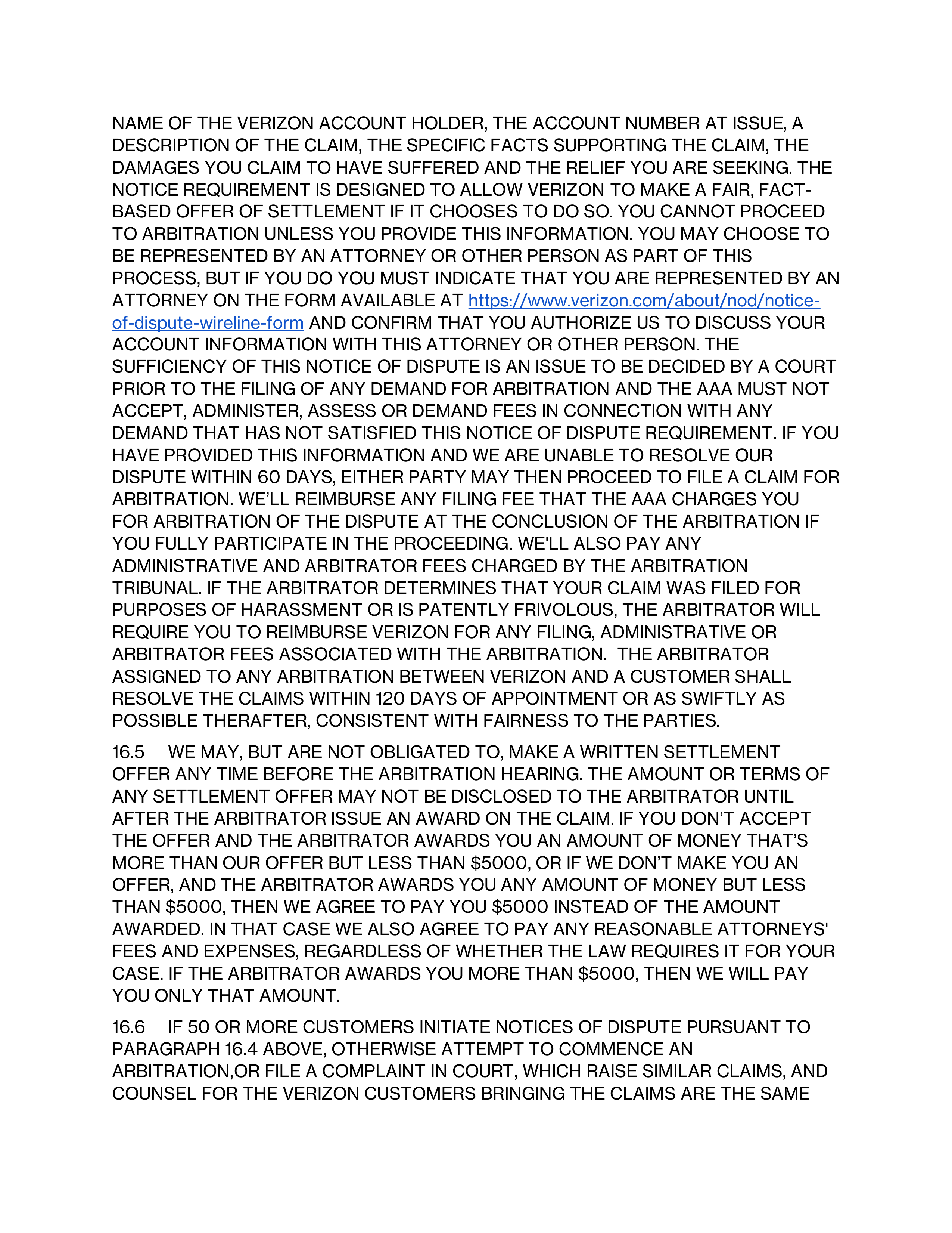 VERIZON CUSTOMER AGREEMENT — page 19