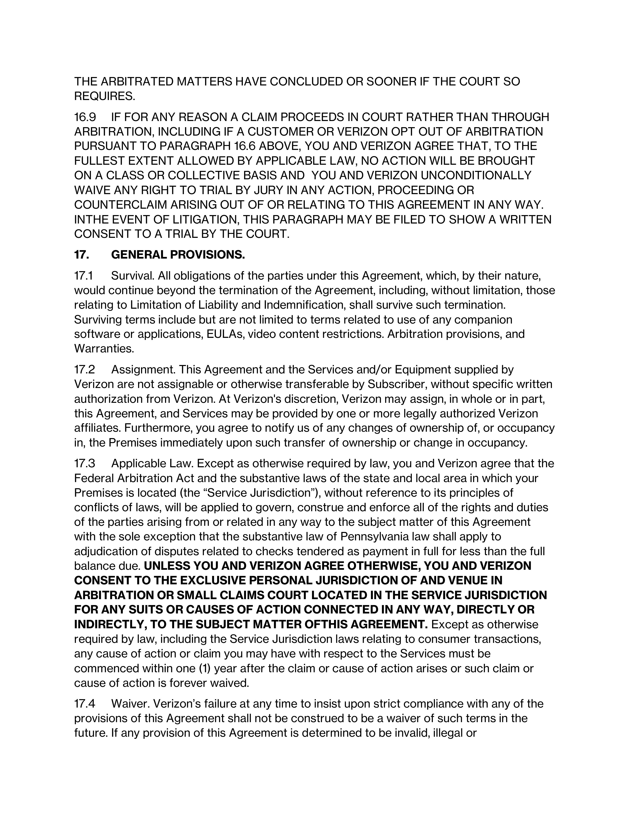 VERIZON CUSTOMER AGREEMENT — page 21