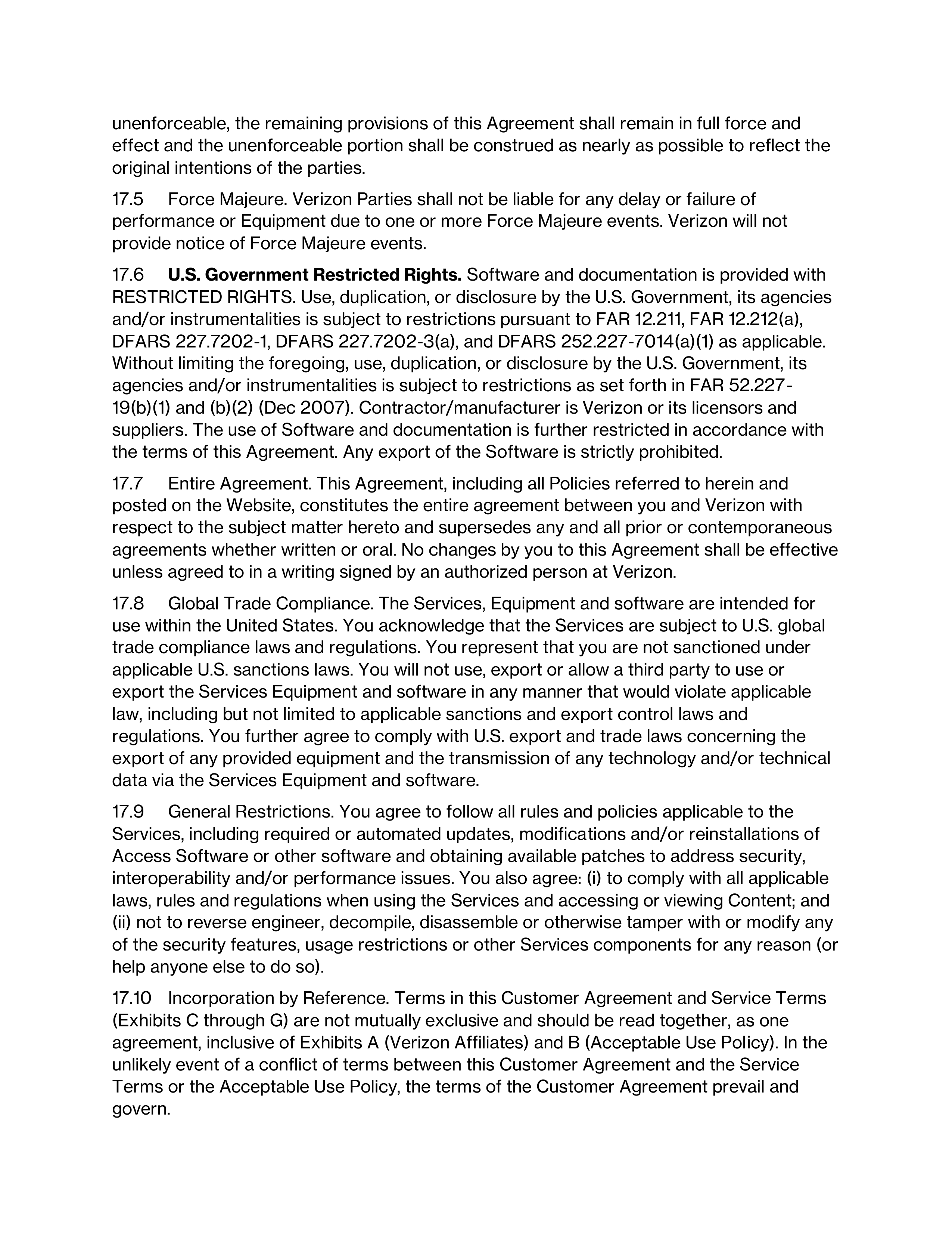 VERIZON CUSTOMER AGREEMENT — page 22