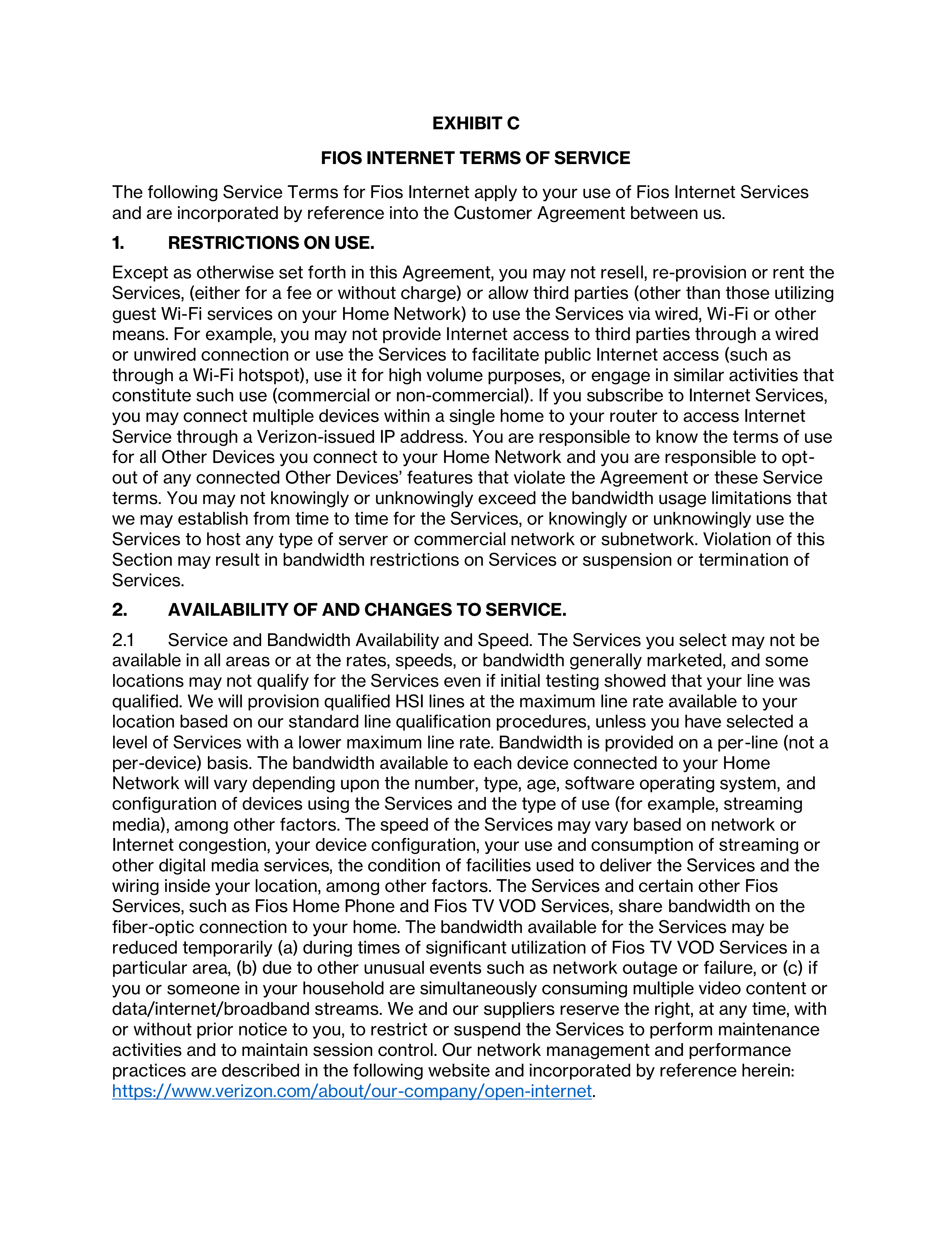 VERIZON CUSTOMER AGREEMENT — page 27
