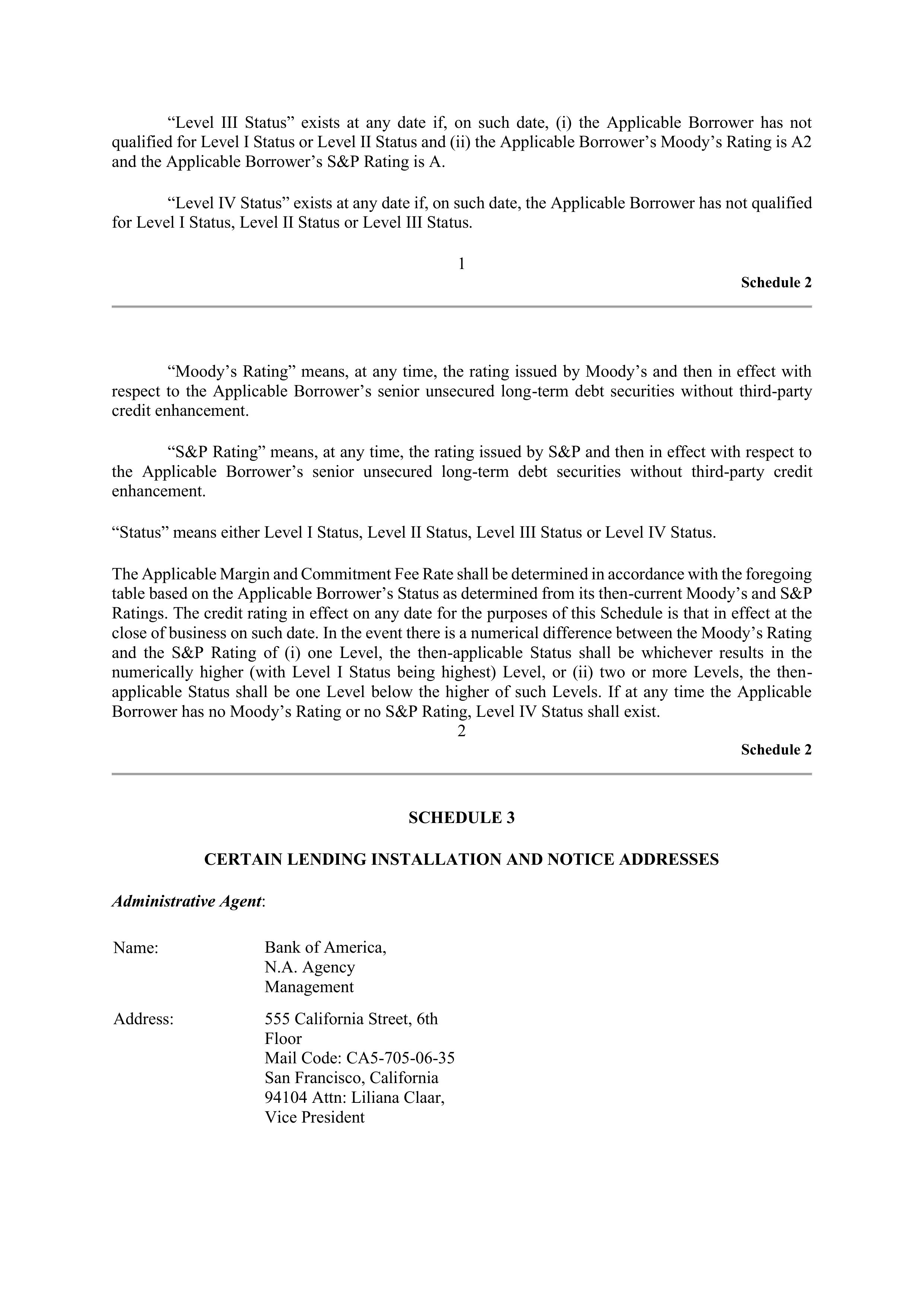 VISA AMENDED AND RESTATED FIVE YEAR REVOLVING CREDIT AGREEMENT — page 100