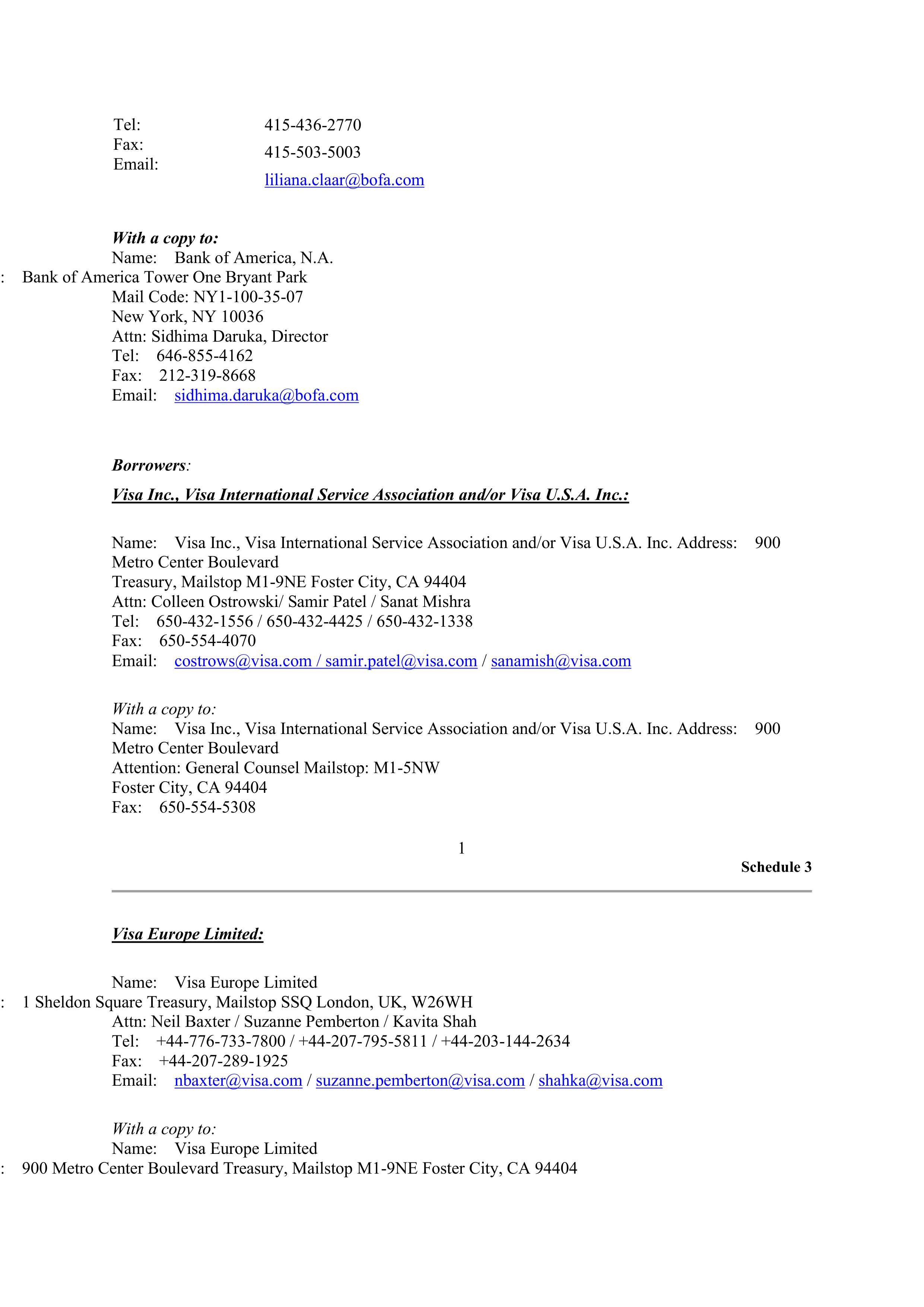 VISA AMENDED AND RESTATED FIVE YEAR REVOLVING CREDIT AGREEMENT — page 101