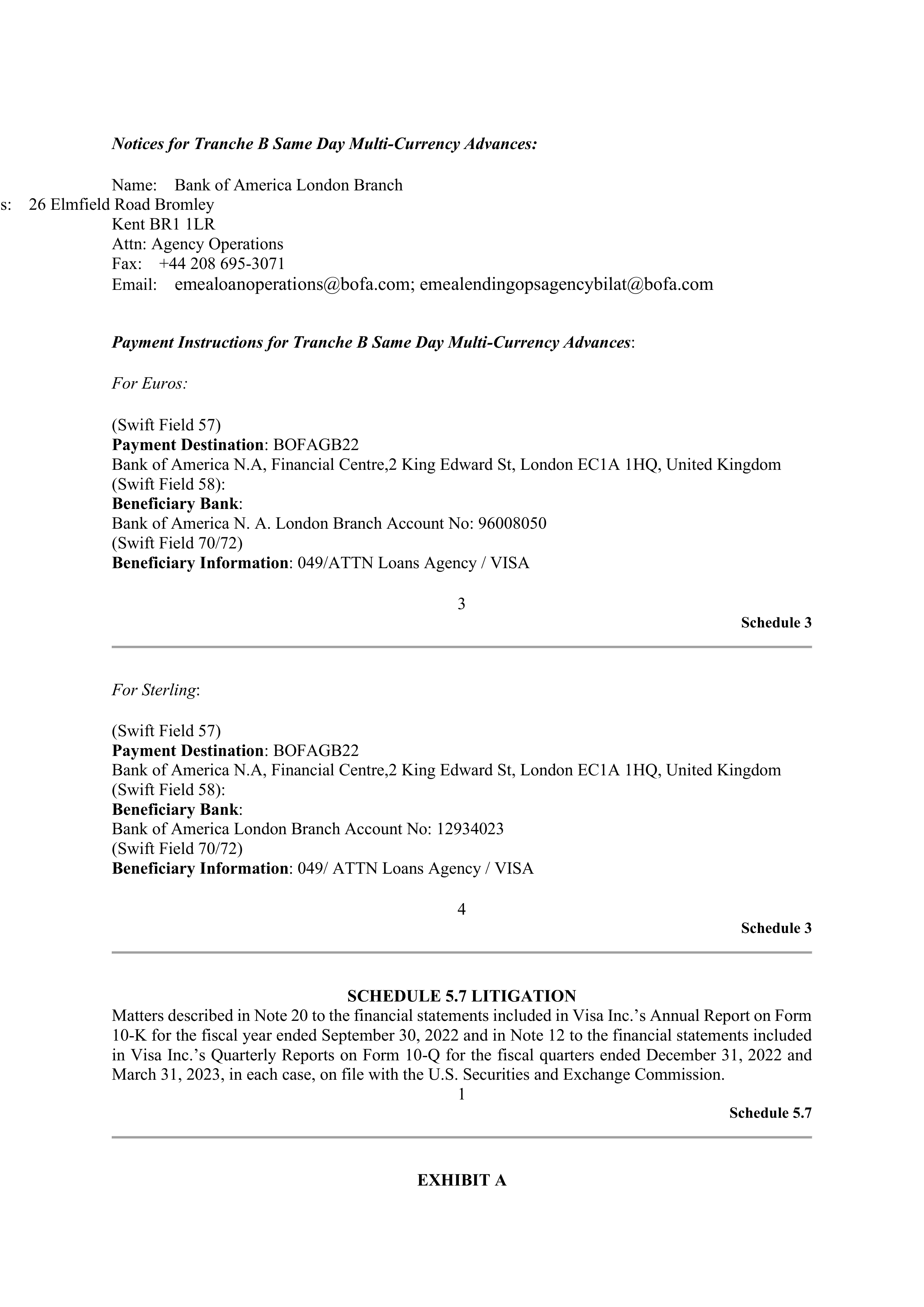 VISA AMENDED AND RESTATED FIVE YEAR REVOLVING CREDIT AGREEMENT — page 103