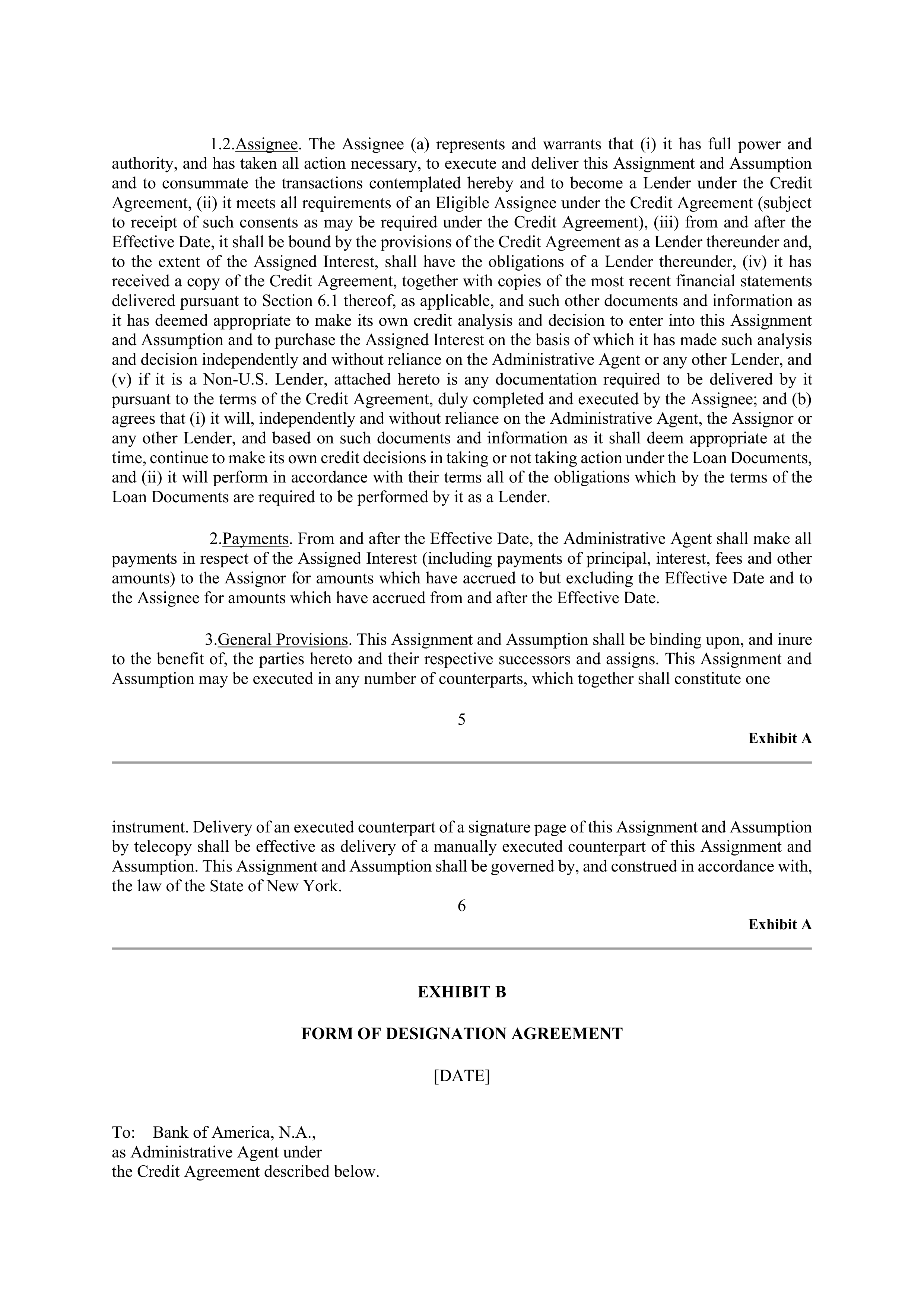 VISA AMENDED AND RESTATED FIVE YEAR REVOLVING CREDIT AGREEMENT — page 108