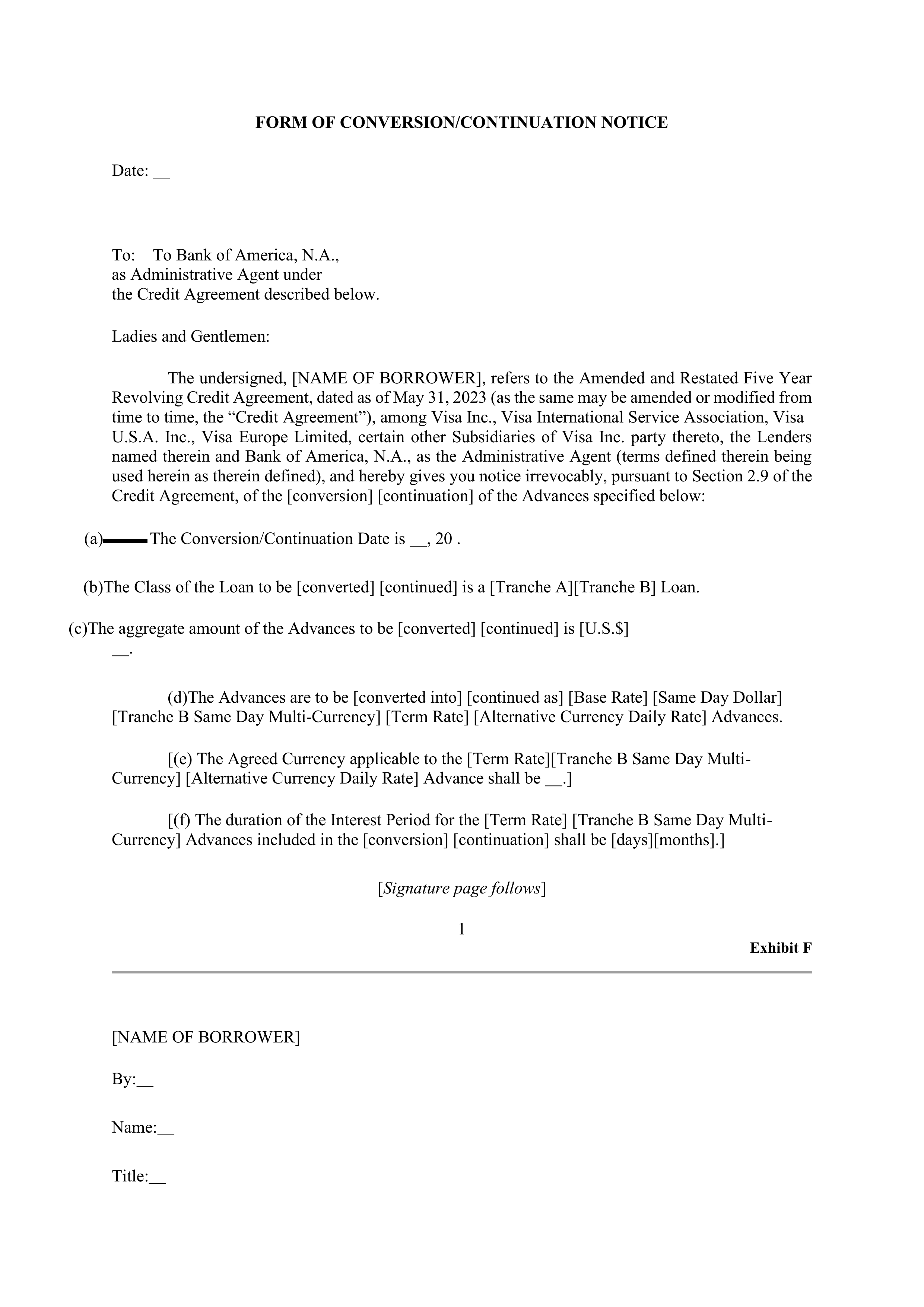 VISA AMENDED AND RESTATED FIVE YEAR REVOLVING CREDIT AGREEMENT — page 114
