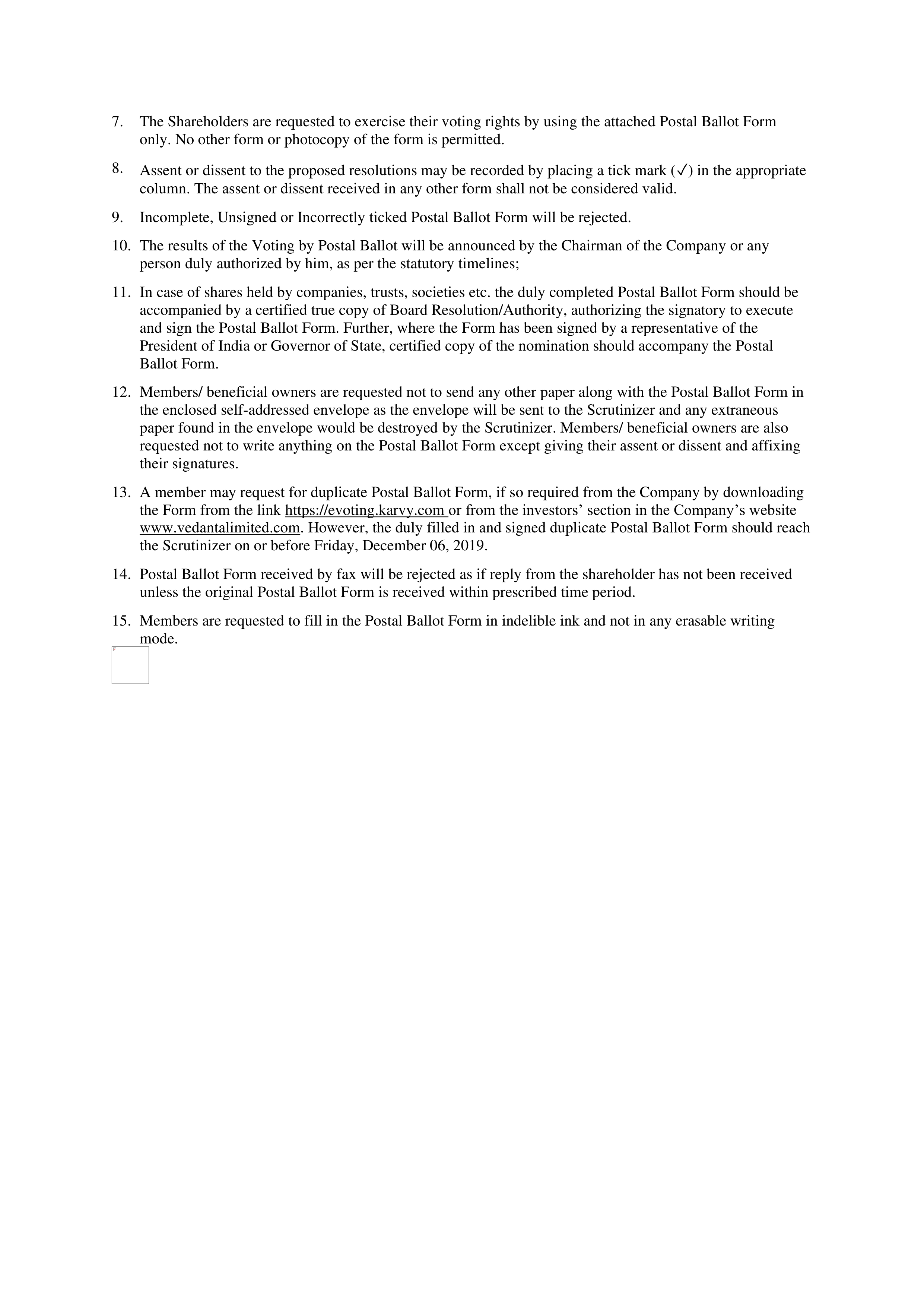 Vedanta Postal Ballot Notice — page 10