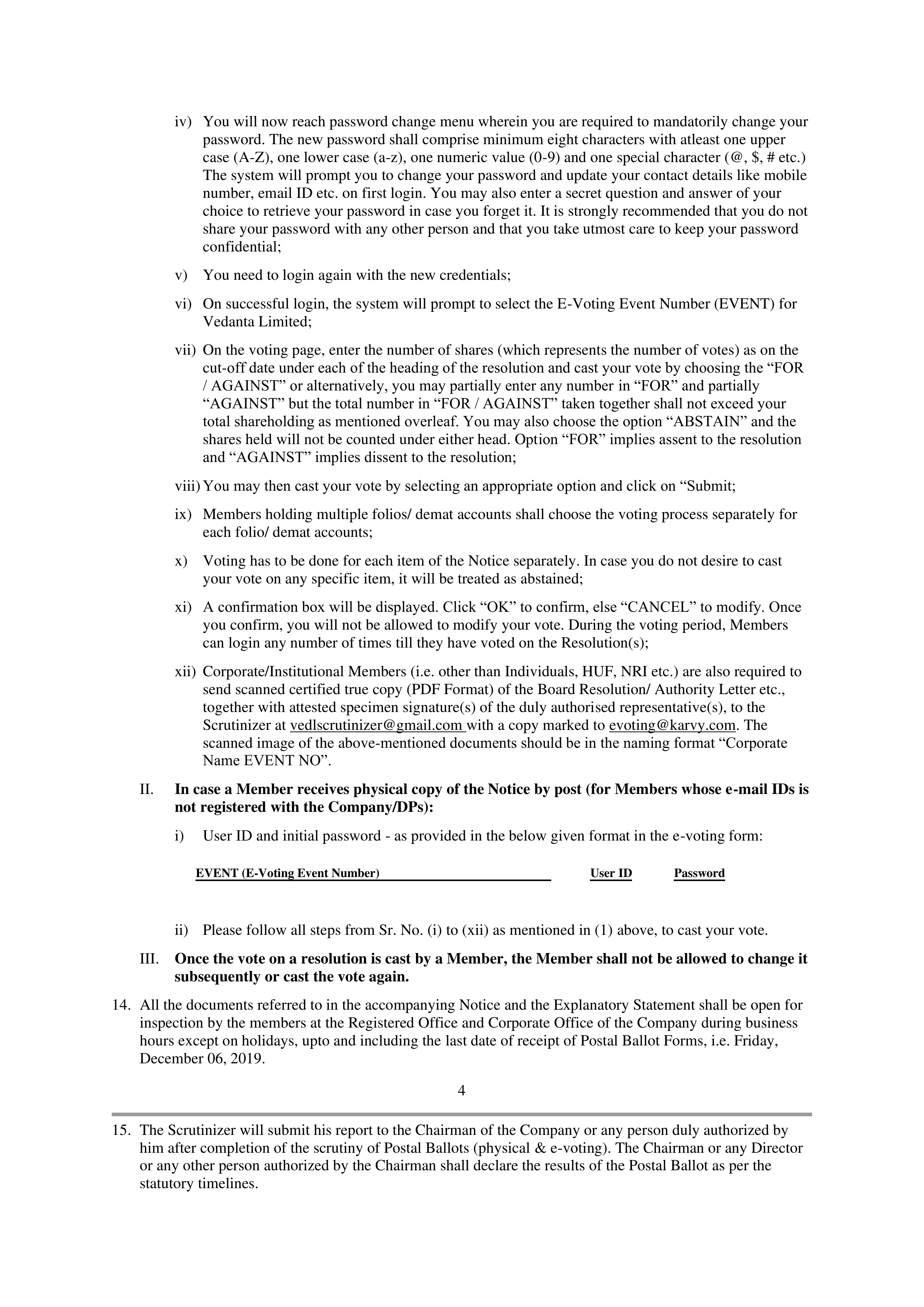 Vedanta Postal Ballot Notice — page 4