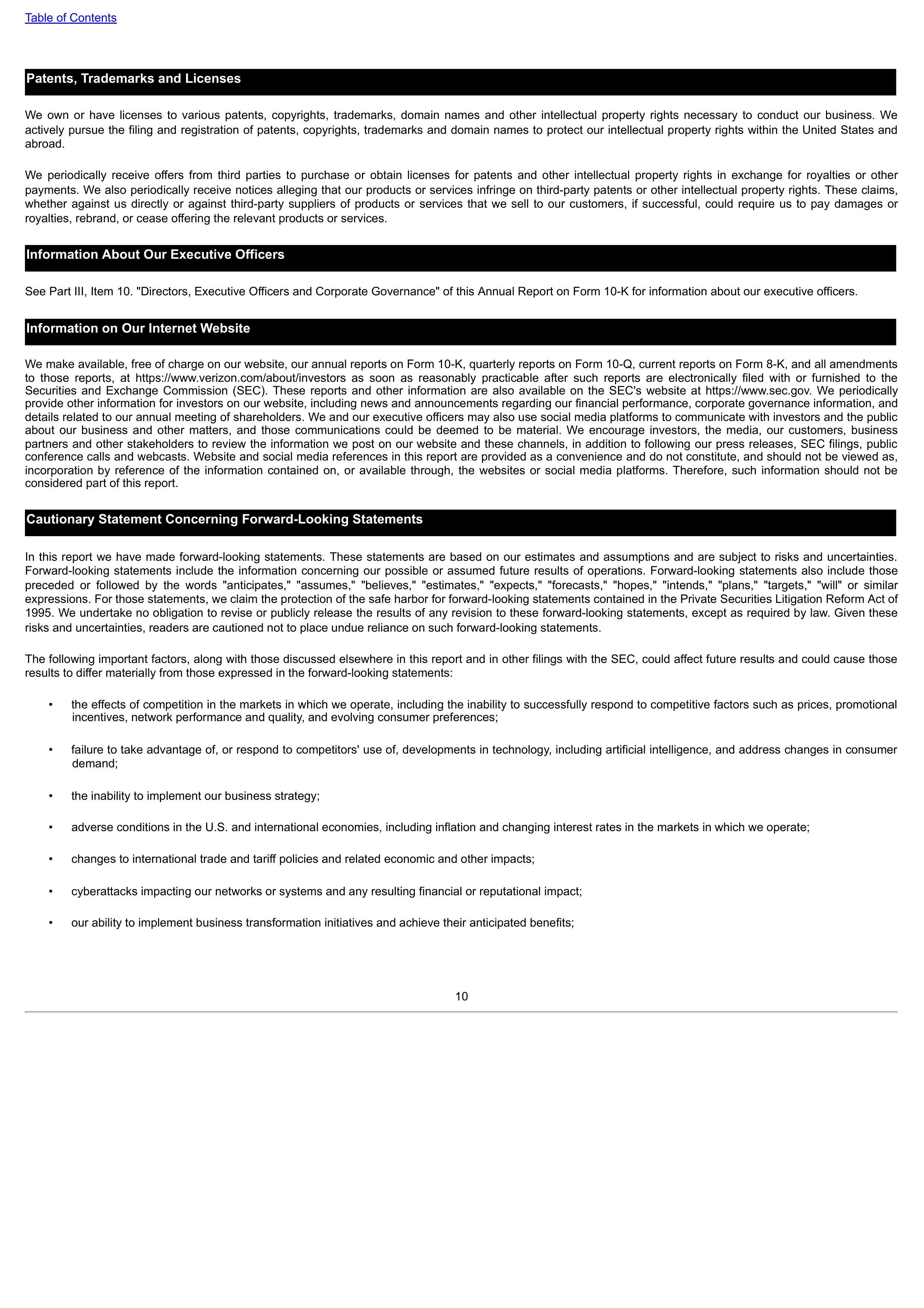 Verizon Annual Report — page 10