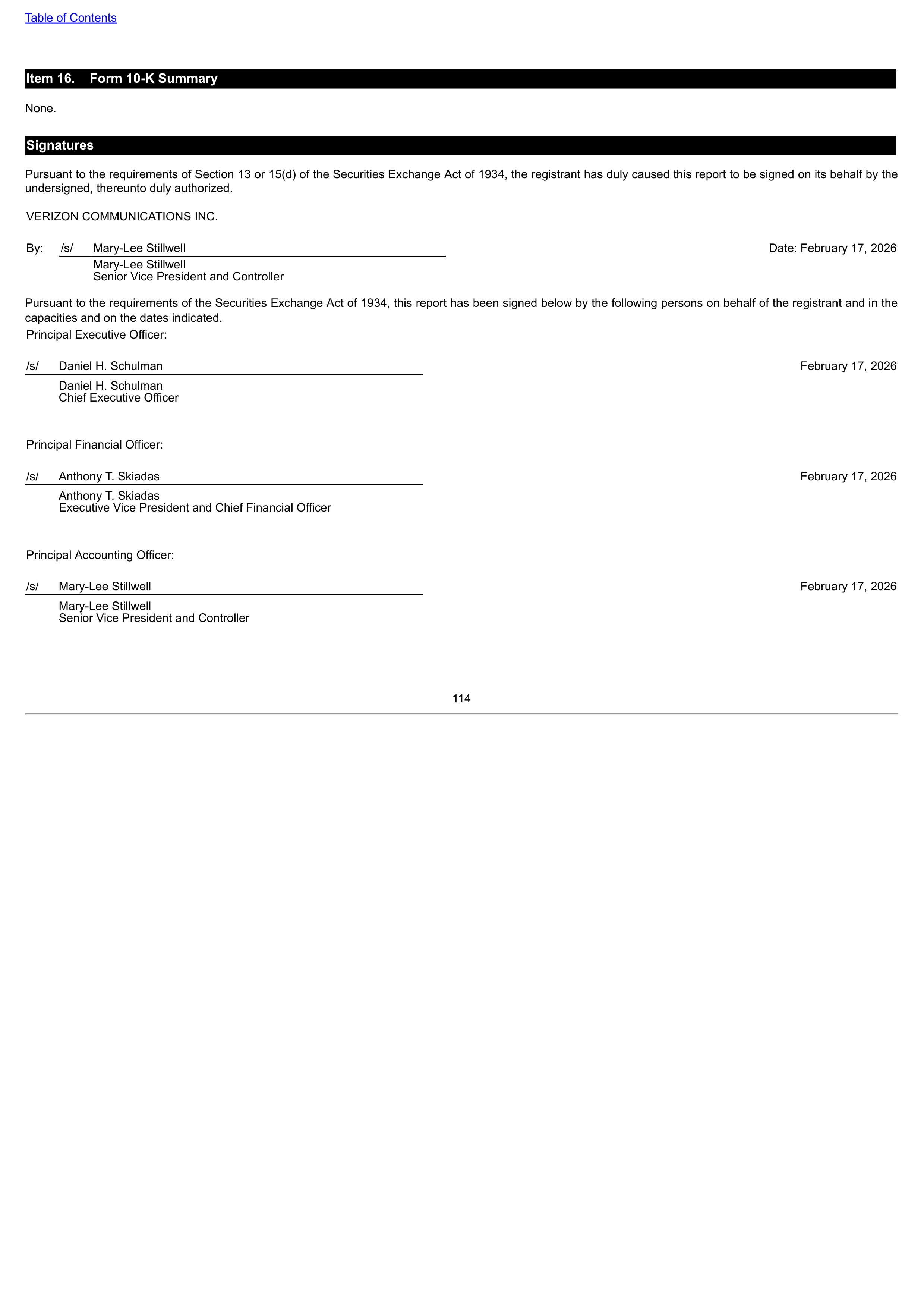 Verizon Annual Report — page 114