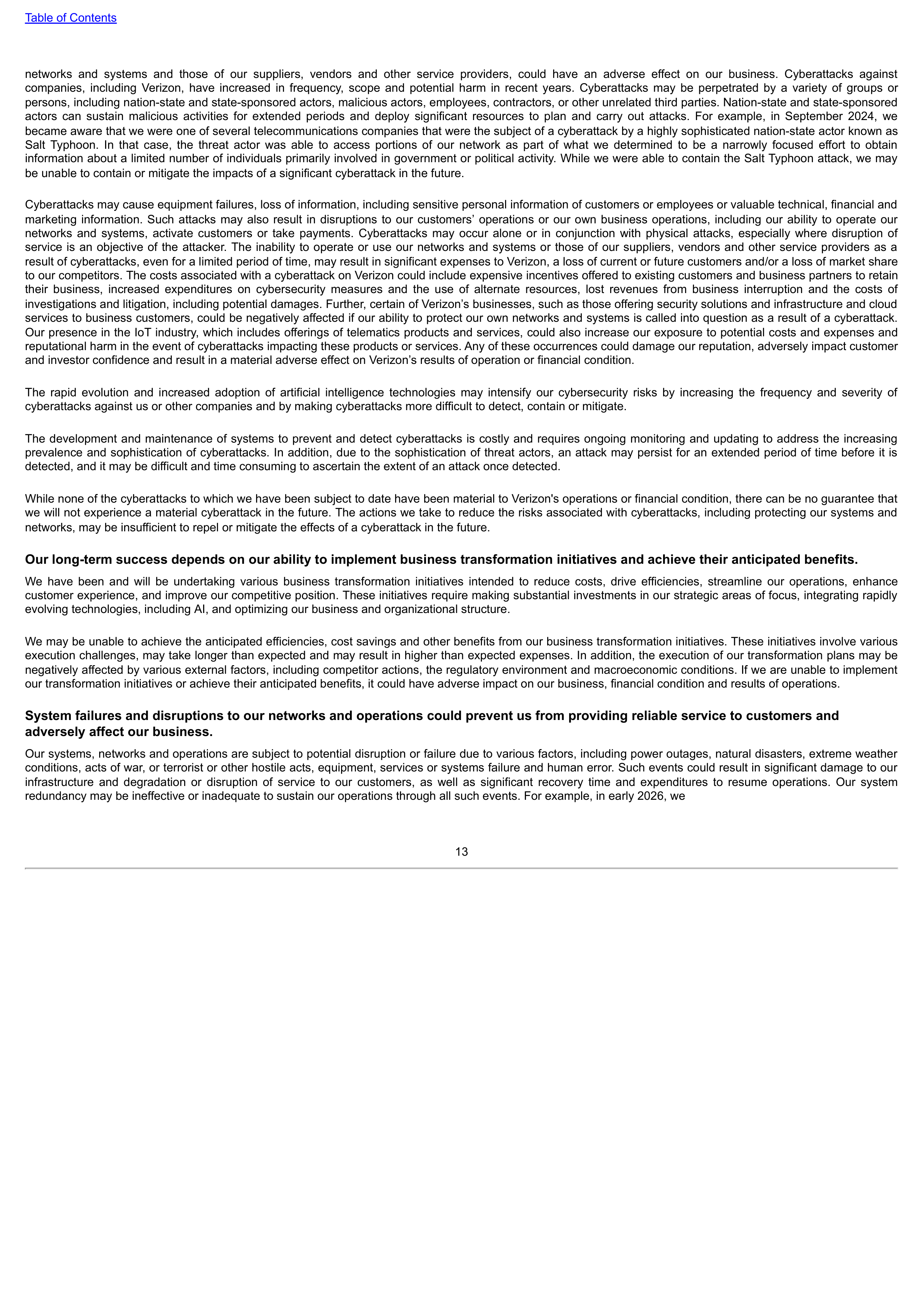 Verizon Annual Report — page 13