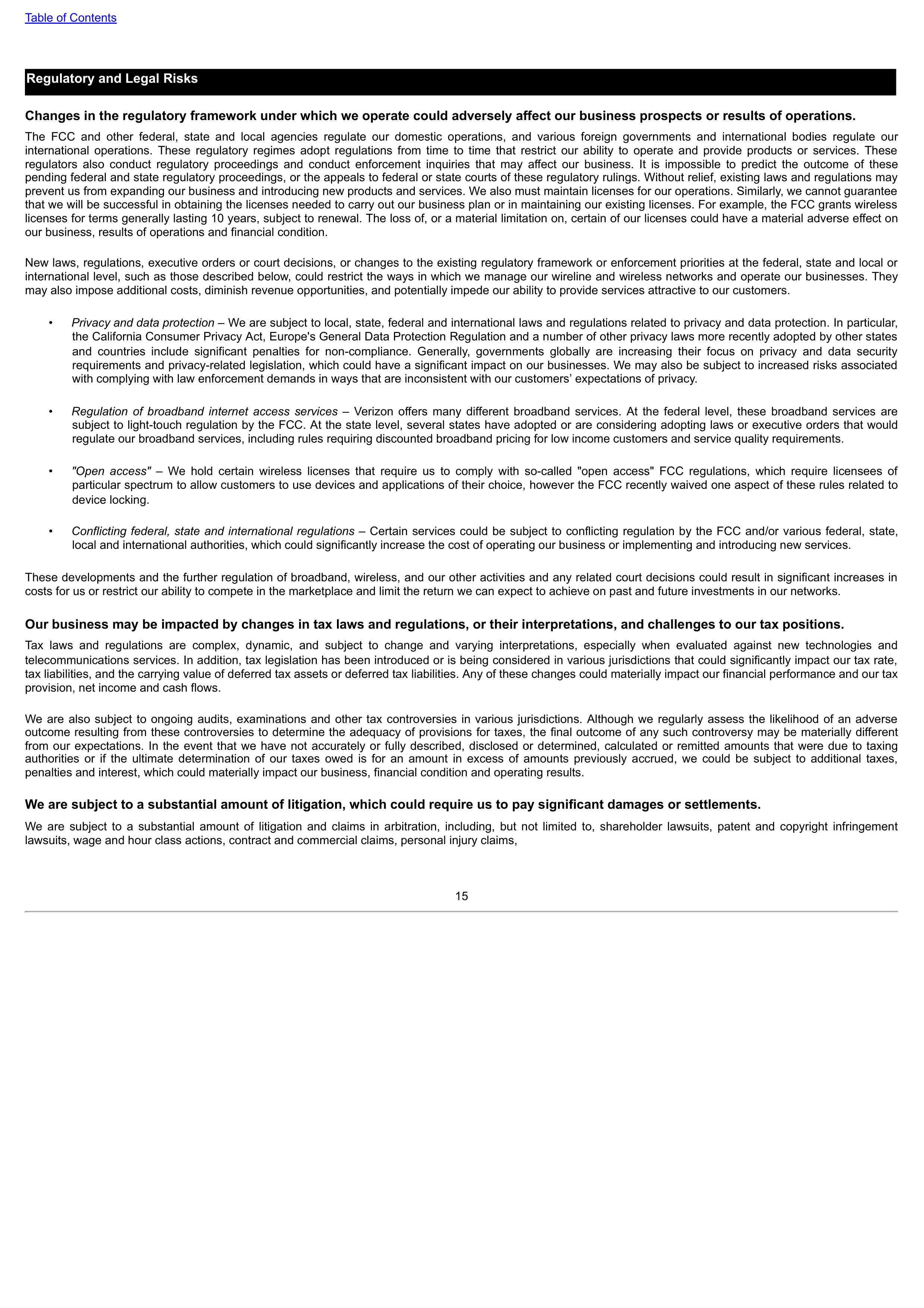 Verizon Annual Report — page 15
