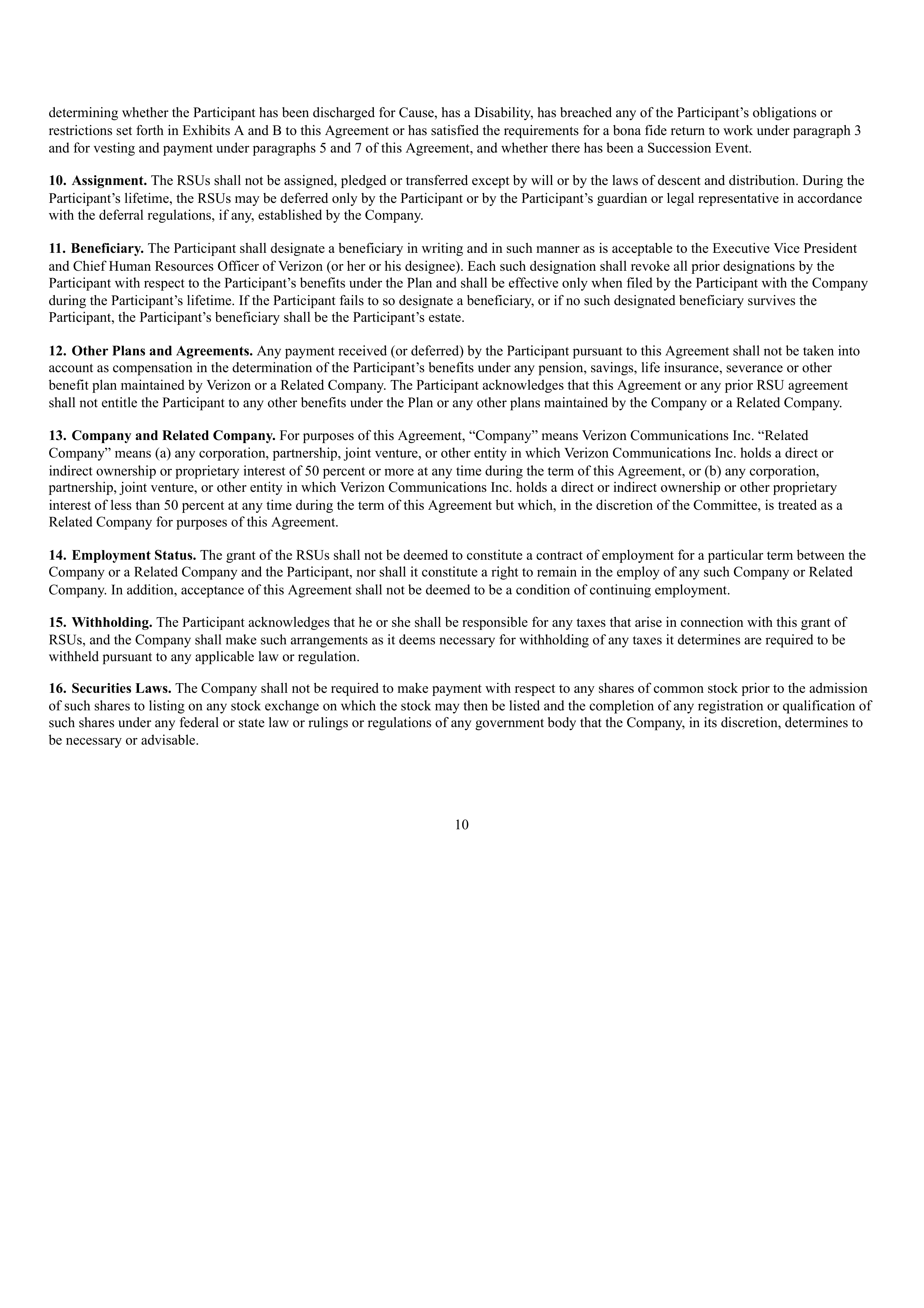 Verizon Annual Report — page 189