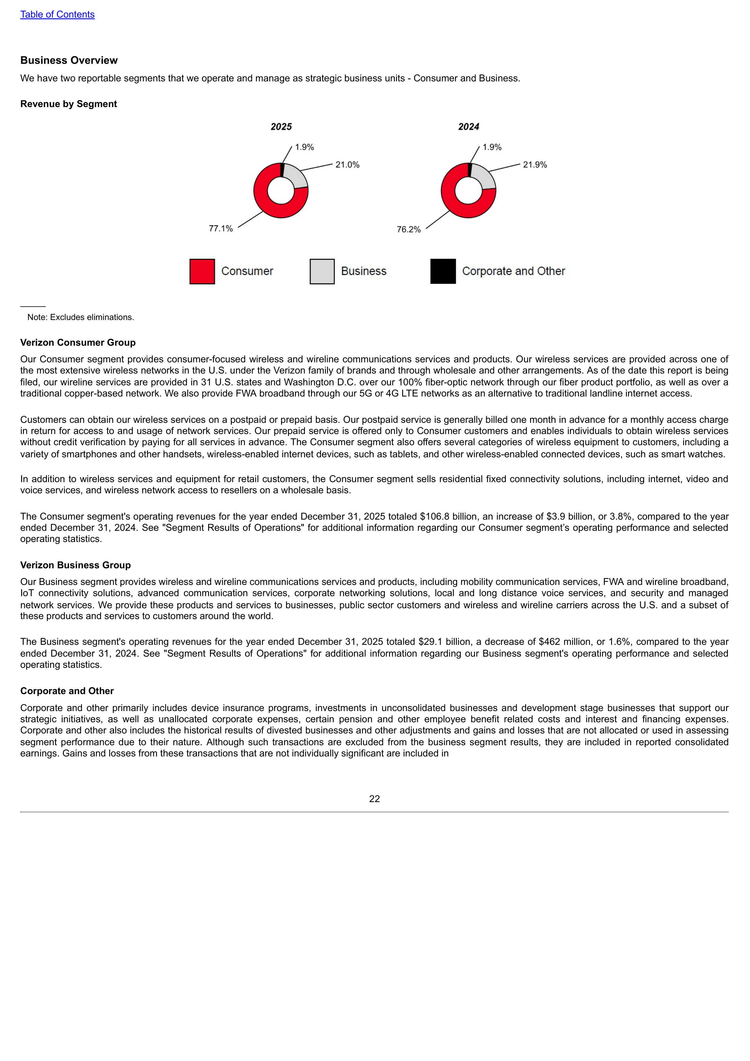 Verizon Annual Report — page 22