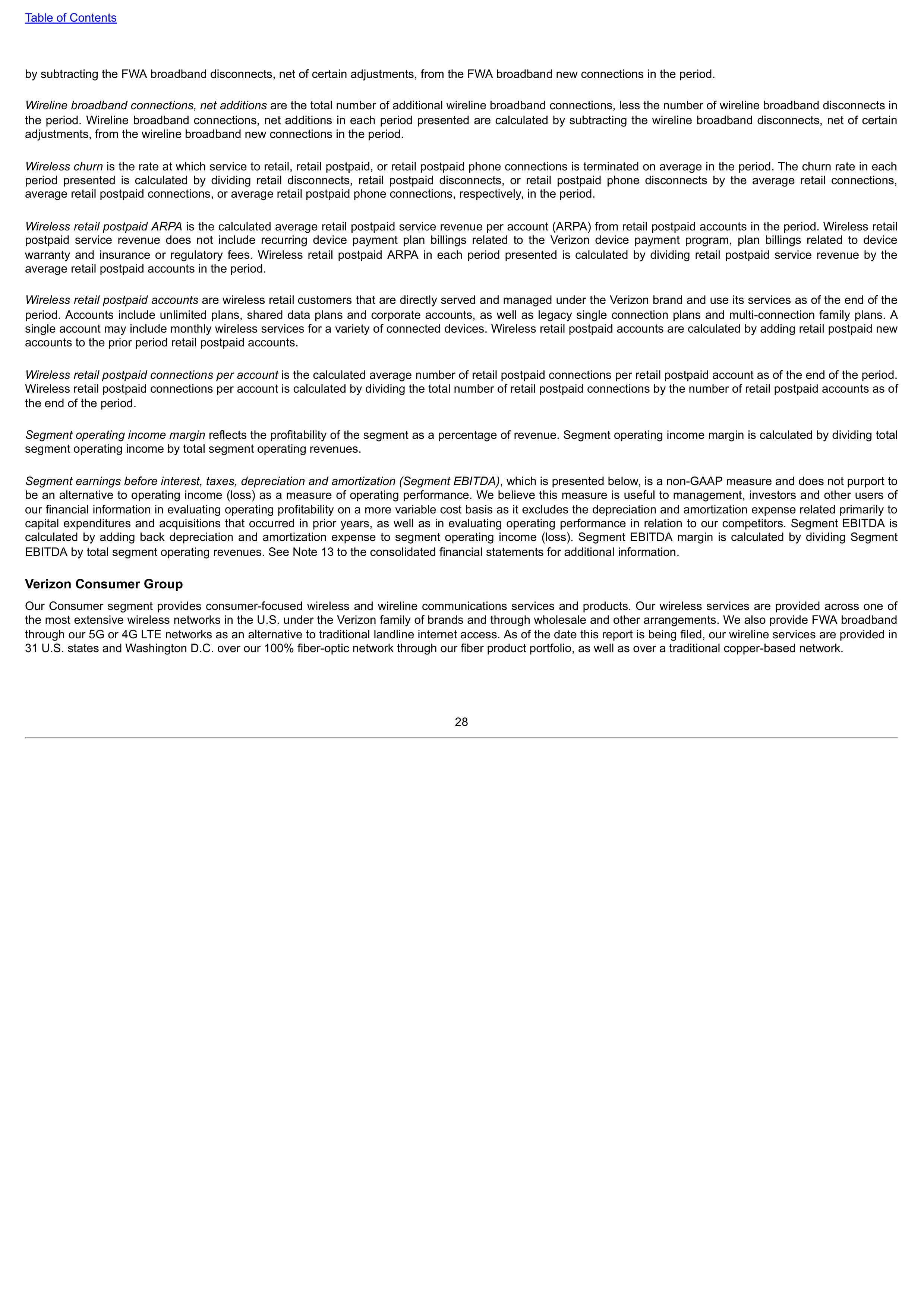 Verizon Annual Report — page 28