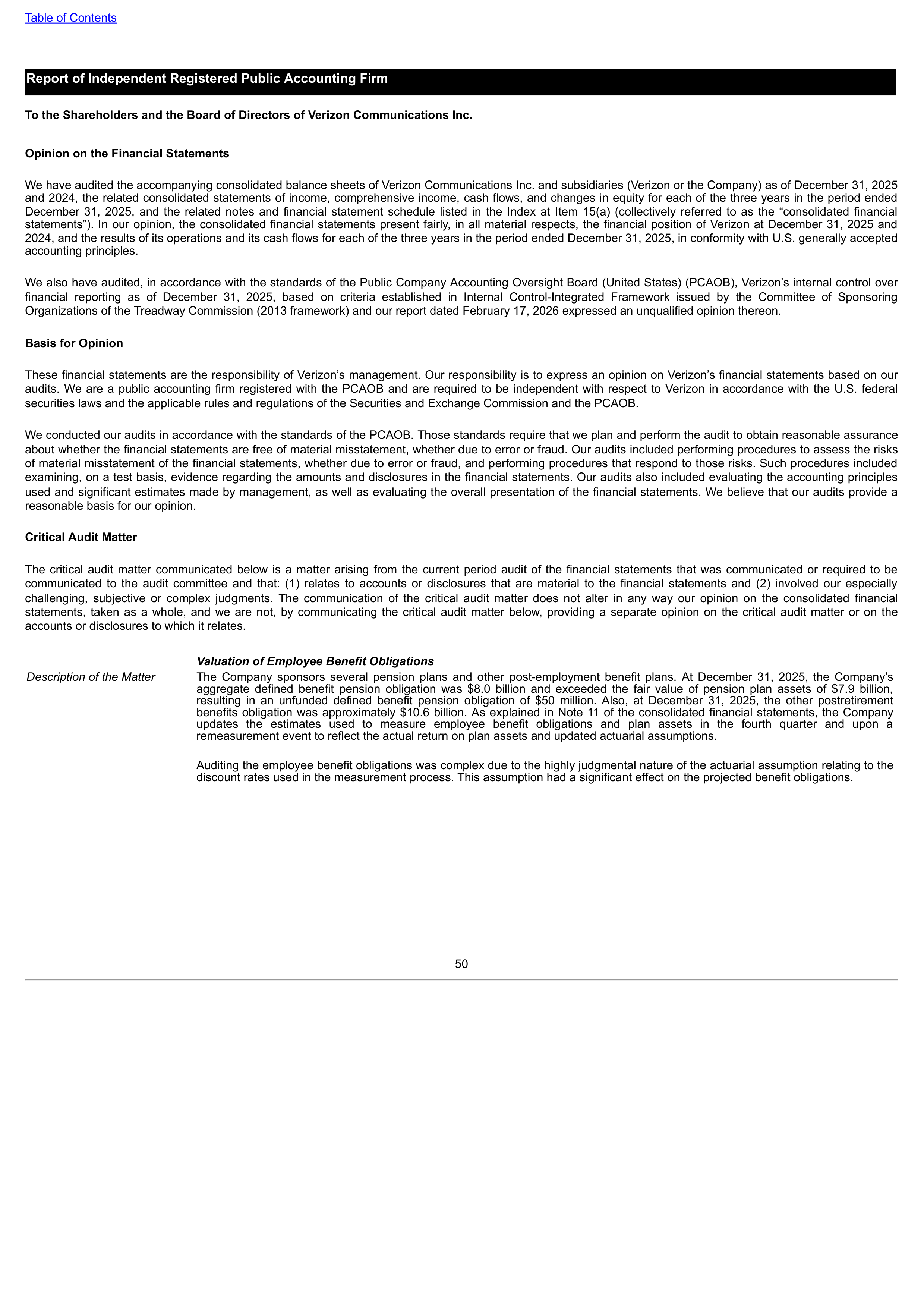 Verizon Annual Report — page 50