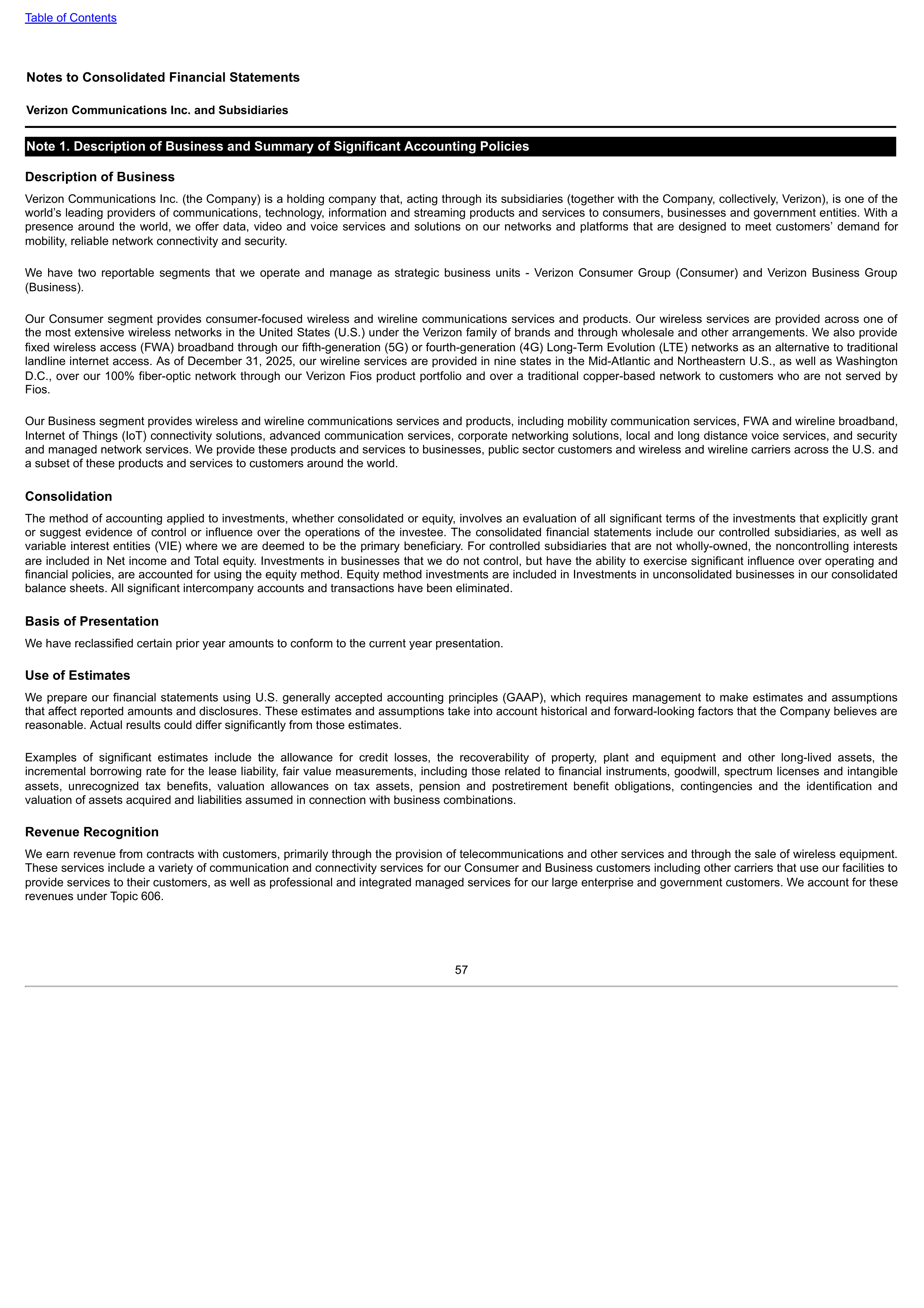 Verizon Annual Report — page 57