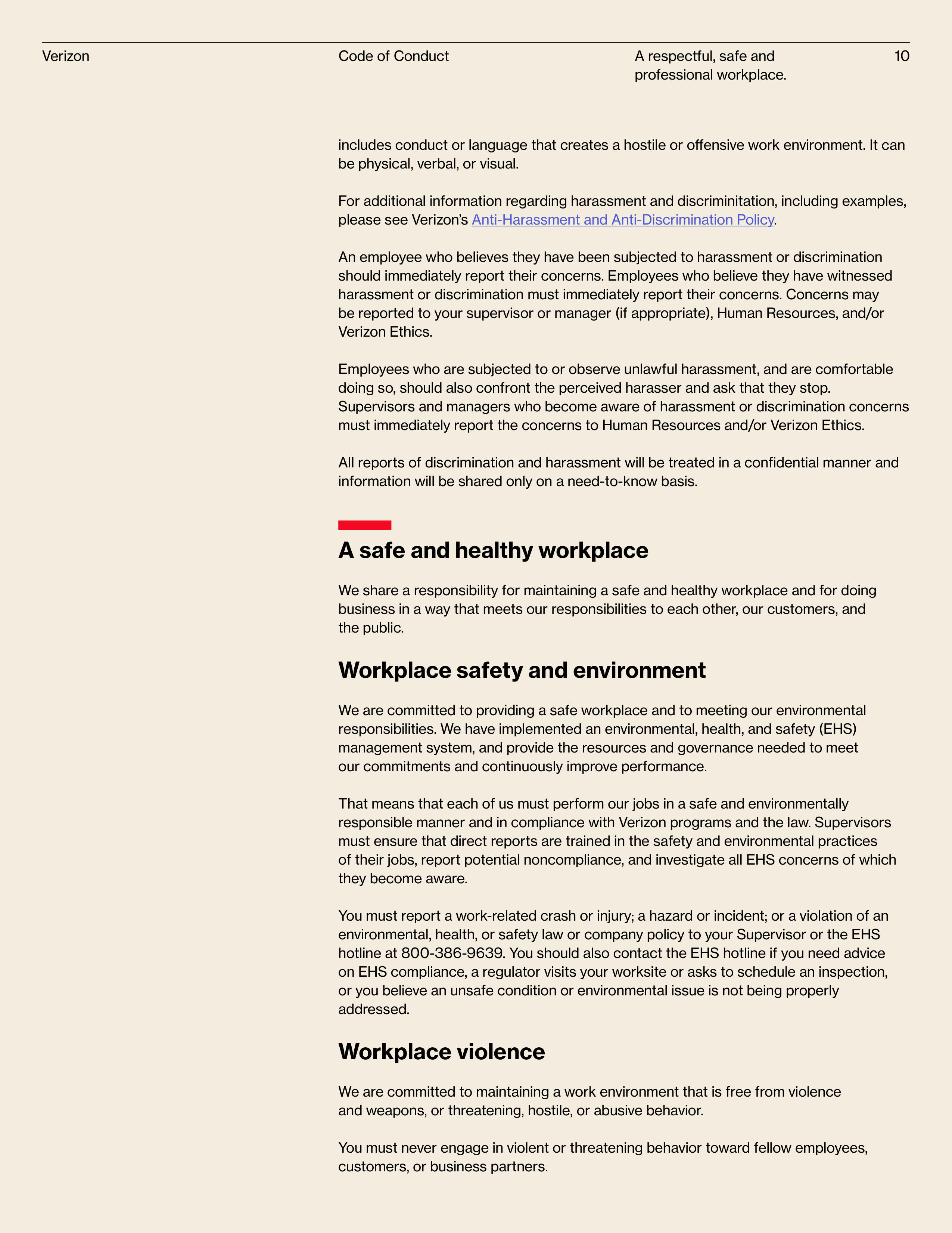 Verizon Communications Code of Conduct Handbook — page 10