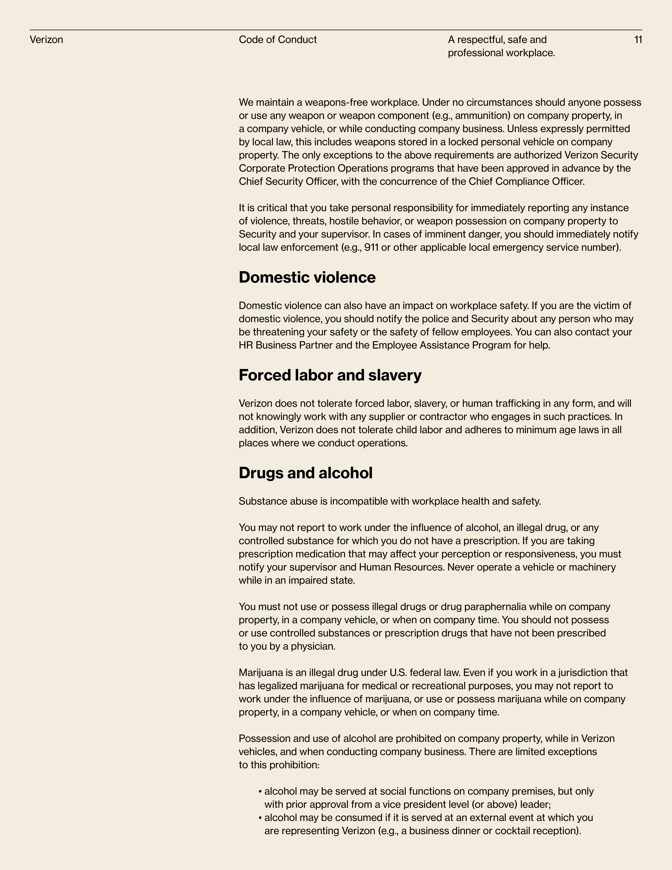 Verizon Communications Code of Conduct Handbook — page 11