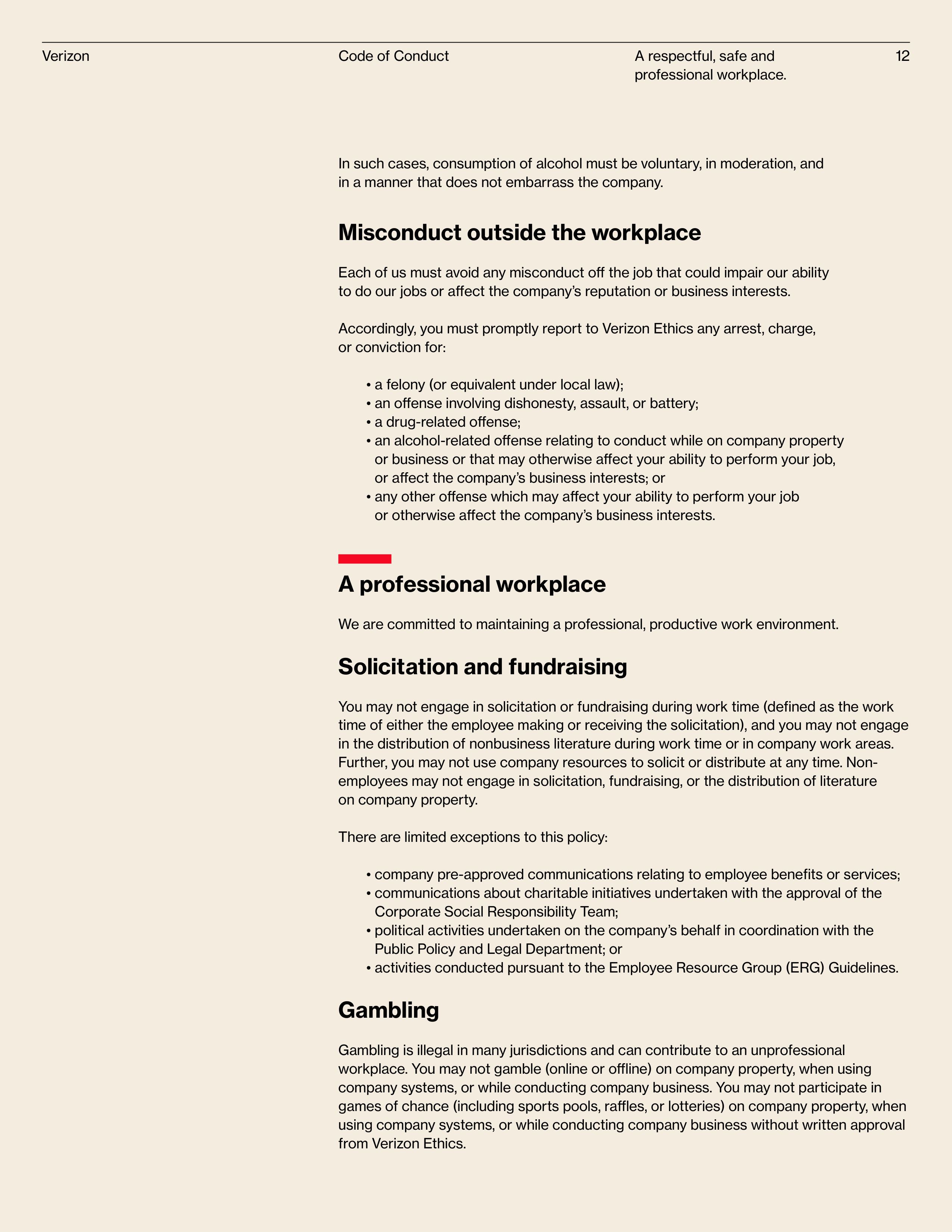 Verizon Communications Code of Conduct Handbook — page 12