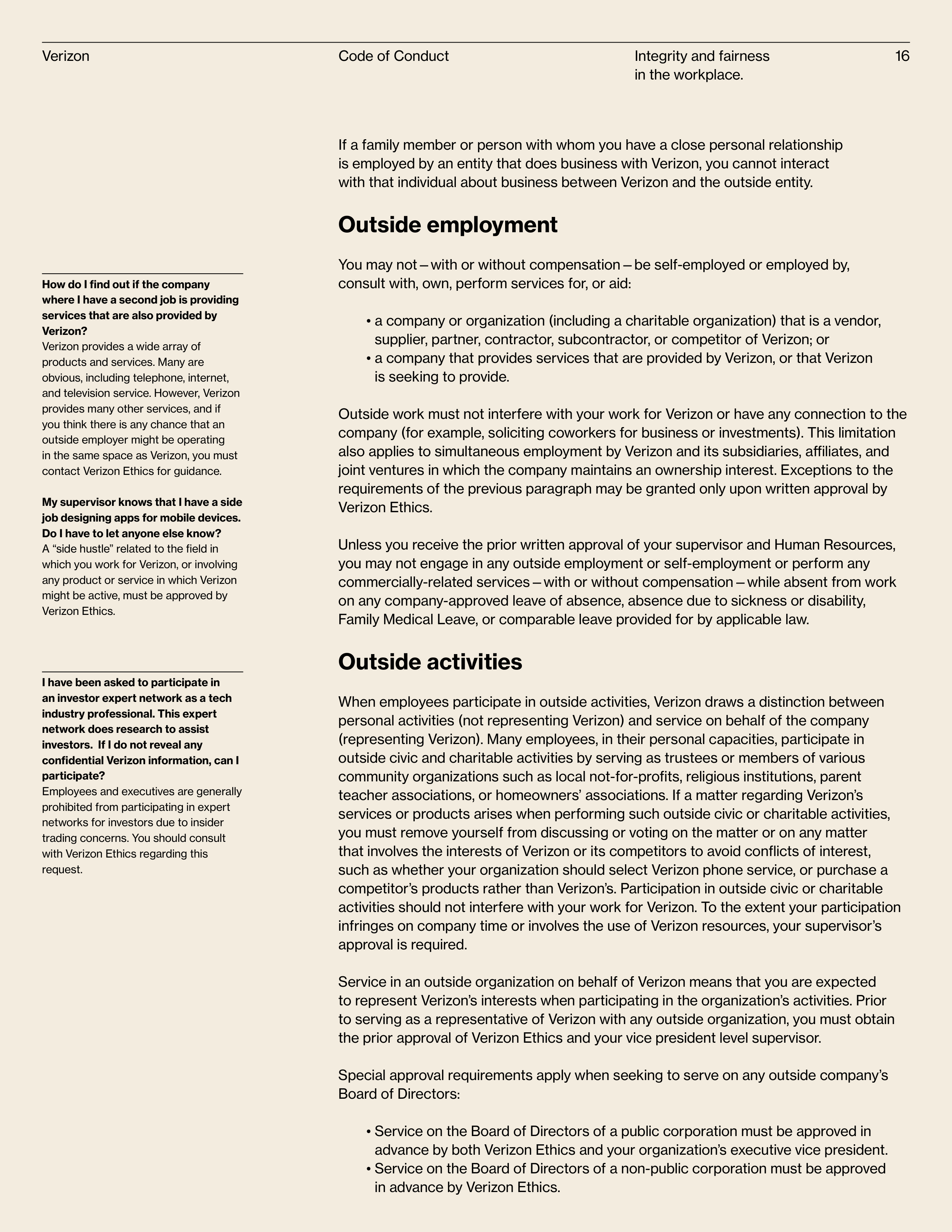 Verizon Communications Code of Conduct Handbook — page 16