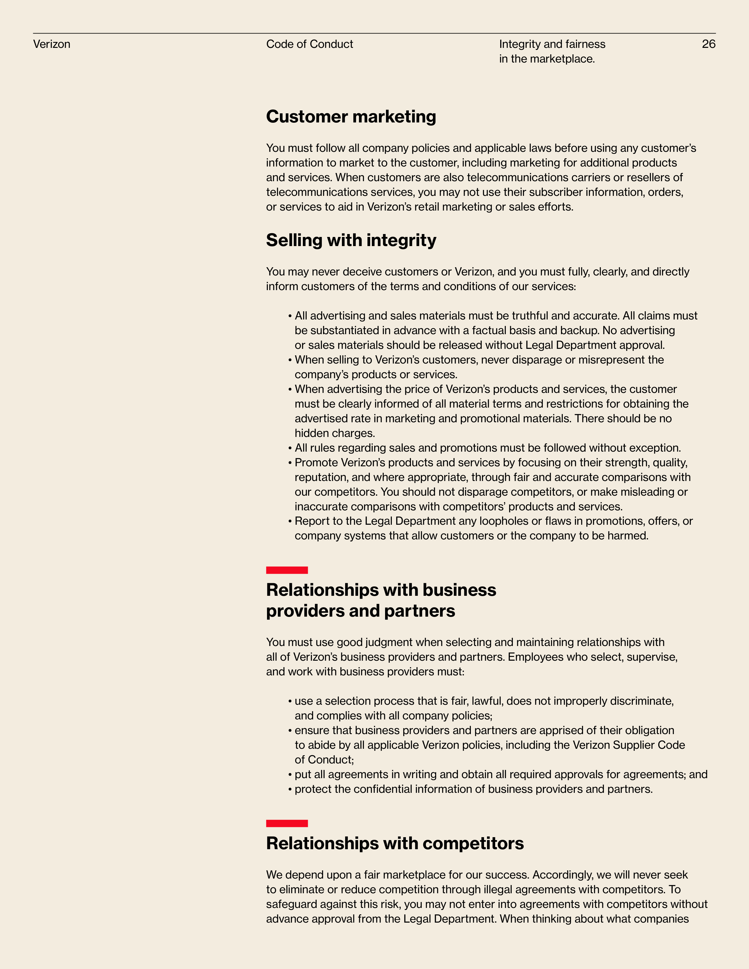 Verizon Communications Code of Conduct Handbook — page 26