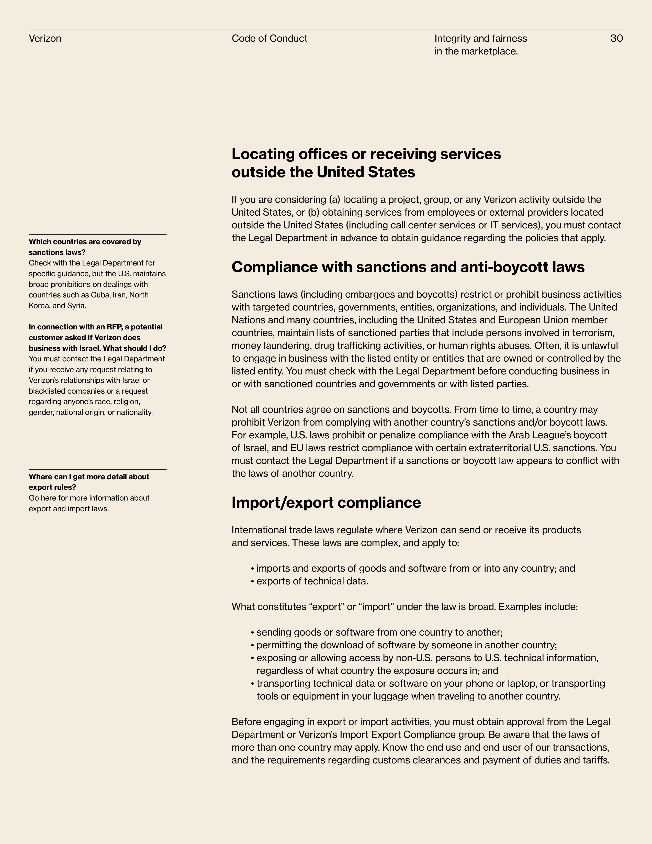 Verizon Communications Code of Conduct Handbook — page 30