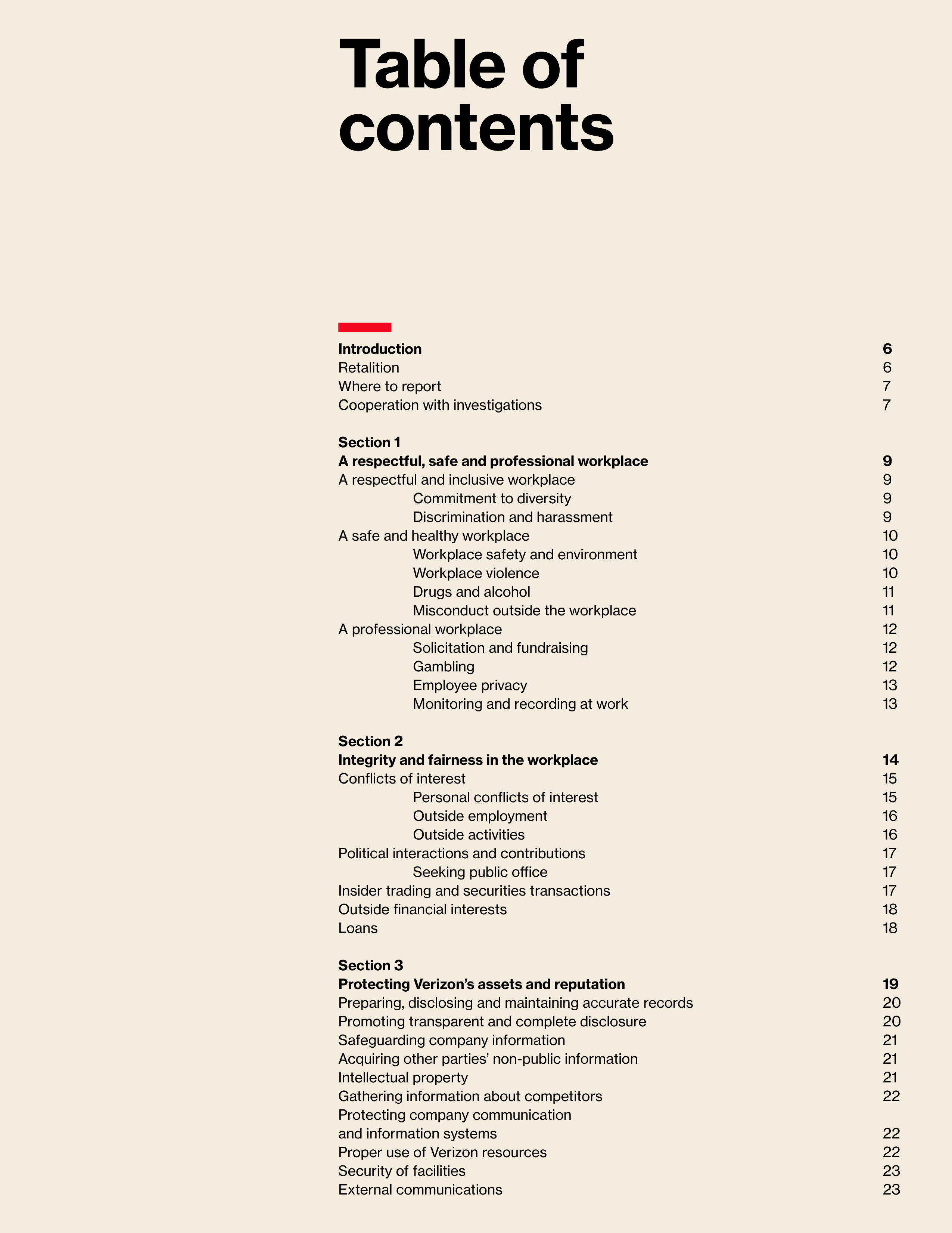 Verizon Communications Code of Conduct Handbook — page 4