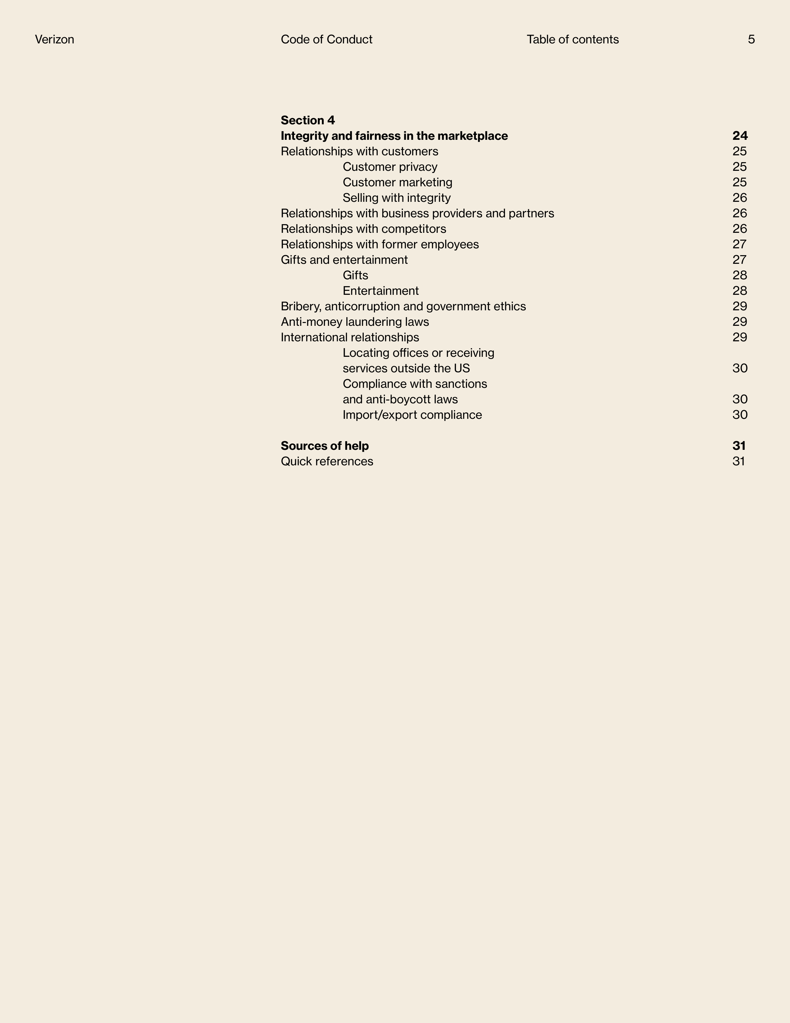 Verizon Communications Code of Conduct Handbook — page 5