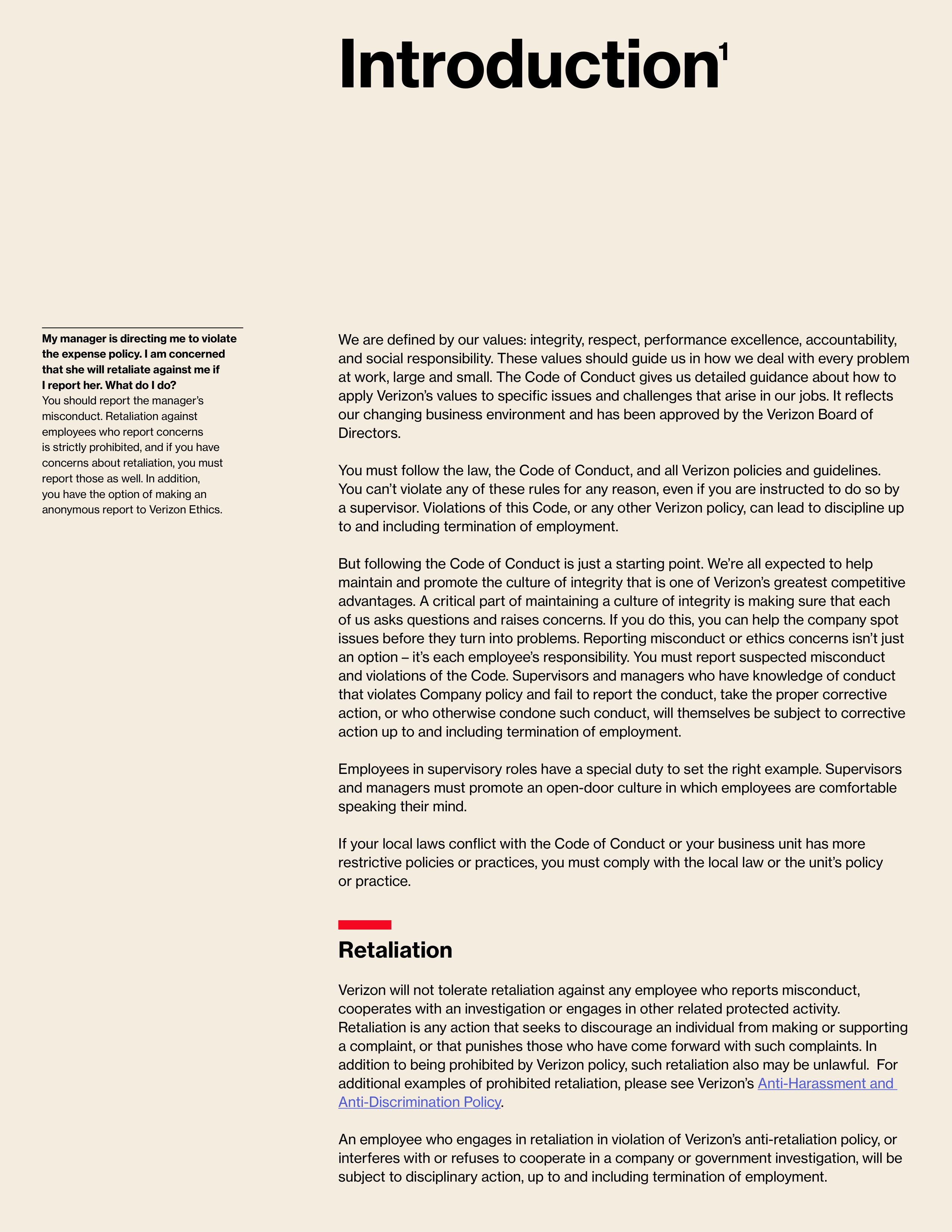 Verizon Communications Code of Conduct Handbook — page 6