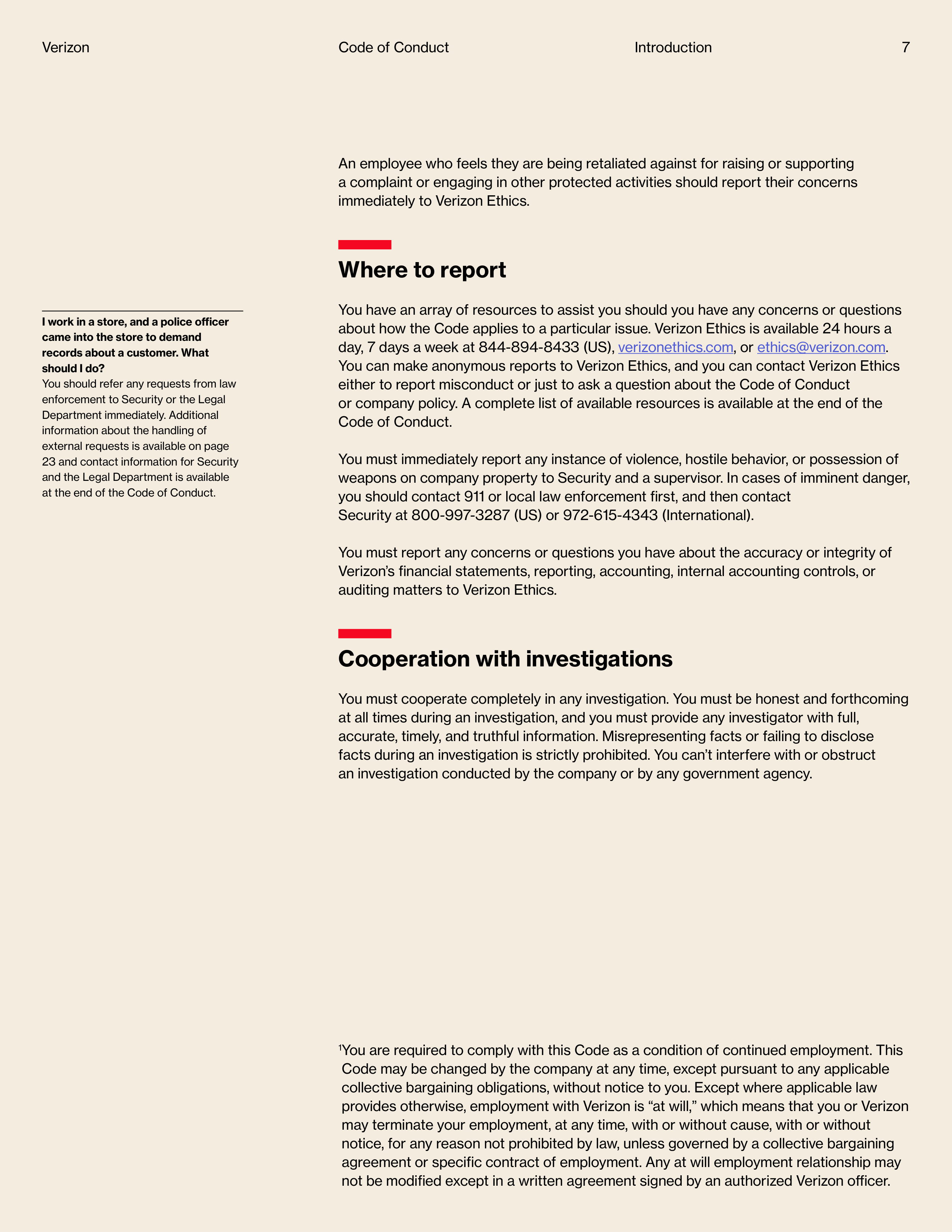 Verizon Communications Code of Conduct Handbook — page 7
