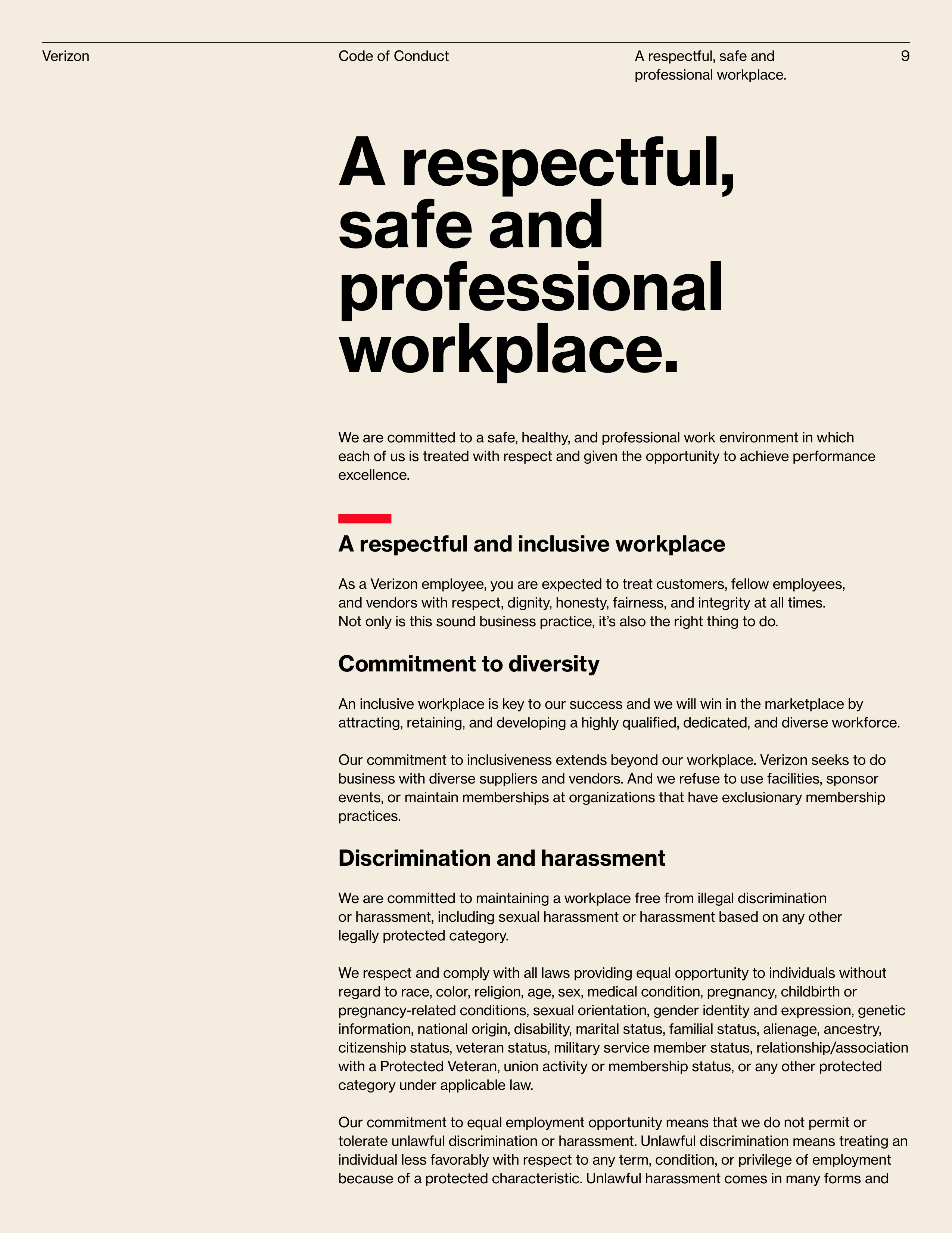 Verizon Communications Code of Conduct Handbook — page 9
