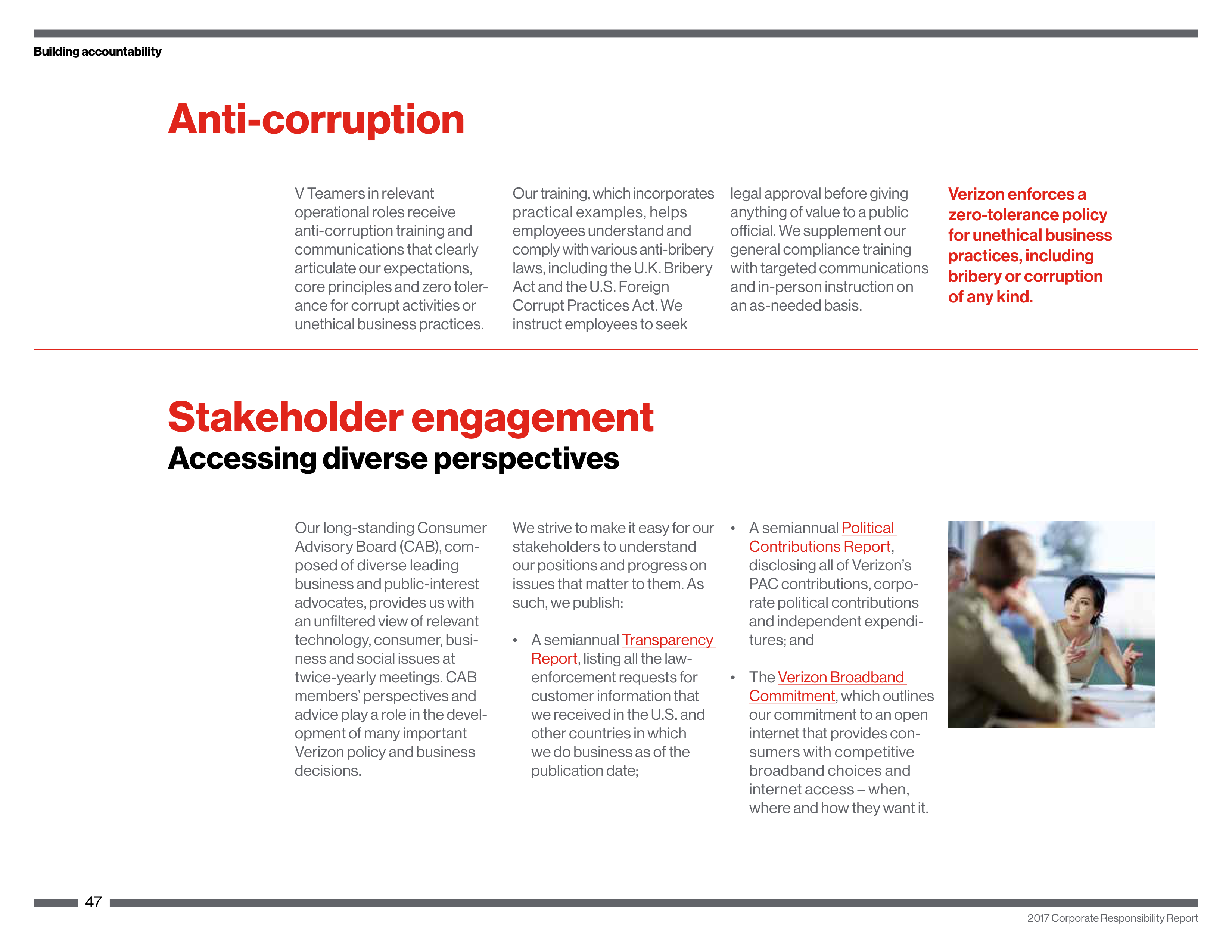 Verizon Corporate Responsibility Magazine — page 47