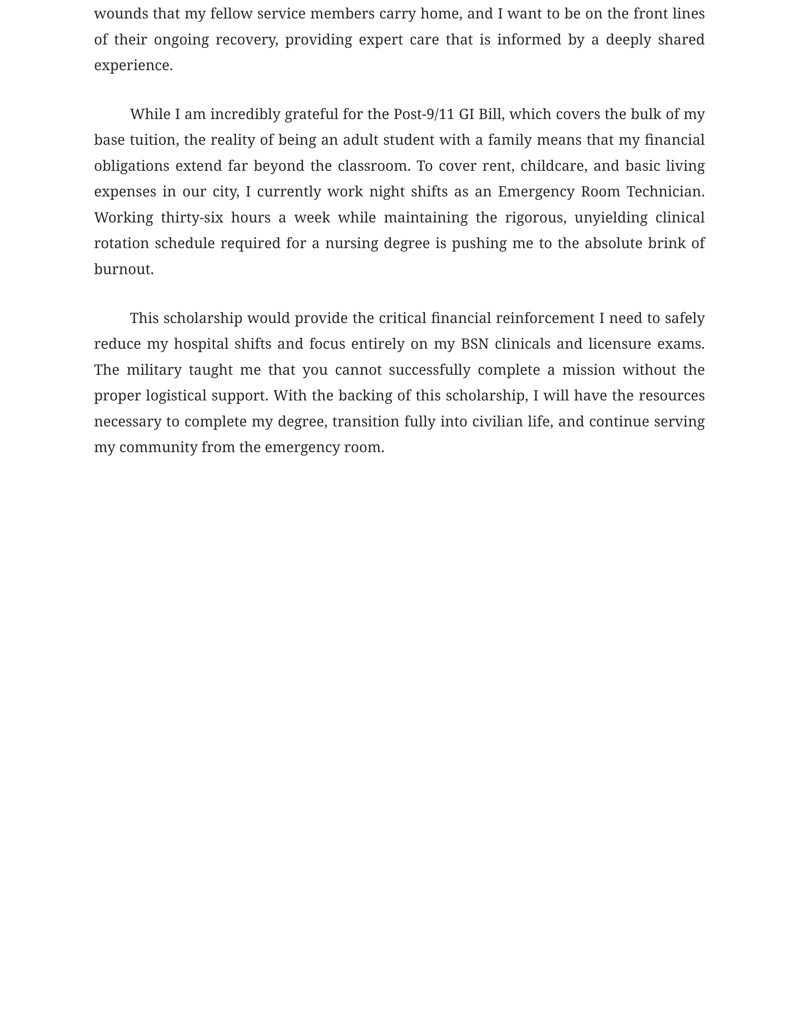 Veteran Scholarship Essay — page 2