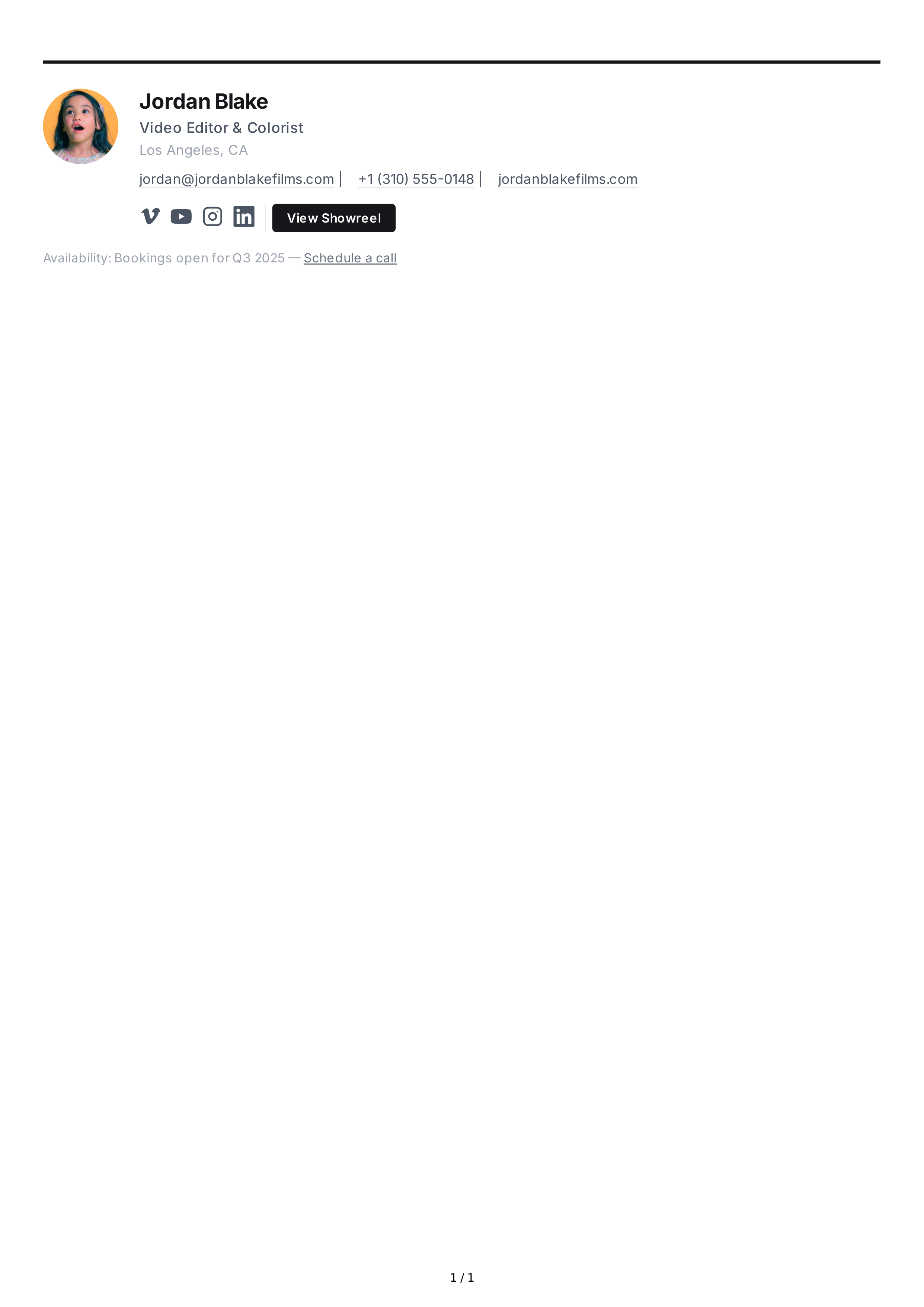 Video Editor Email Signature — page 1
