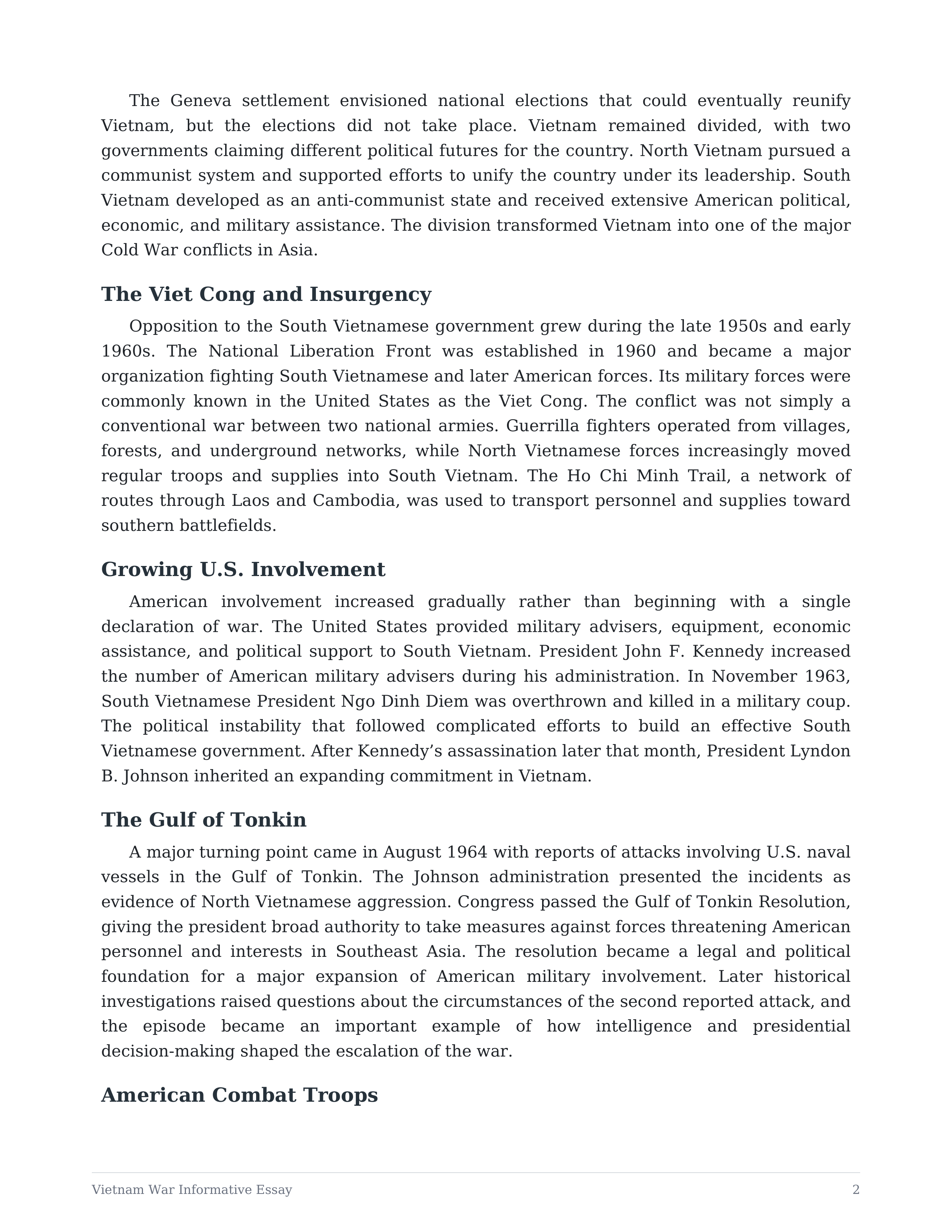 Vietnam War Informative Essay — page 2