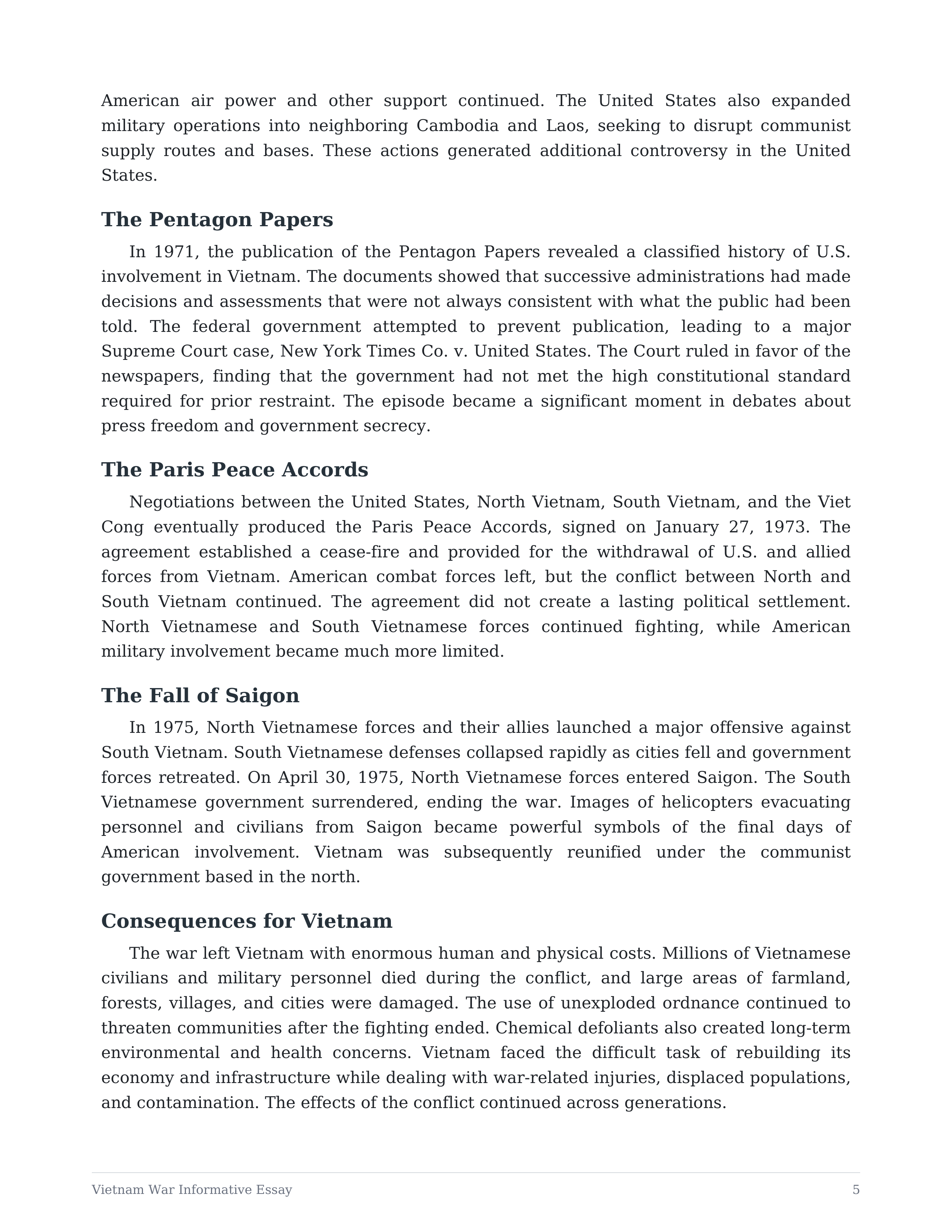 Vietnam War Informative Essay — page 5
