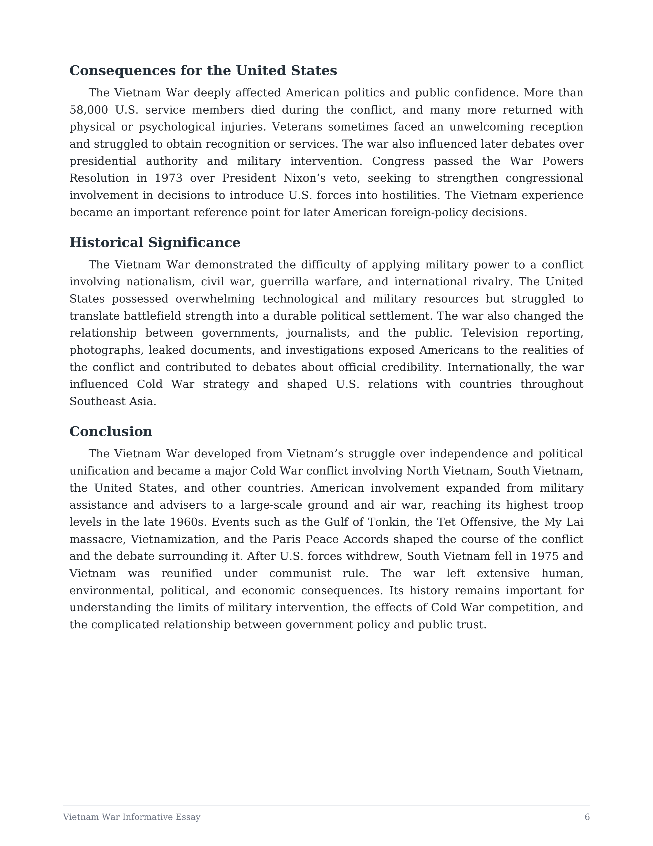 Vietnam War Informative Essay — page 6