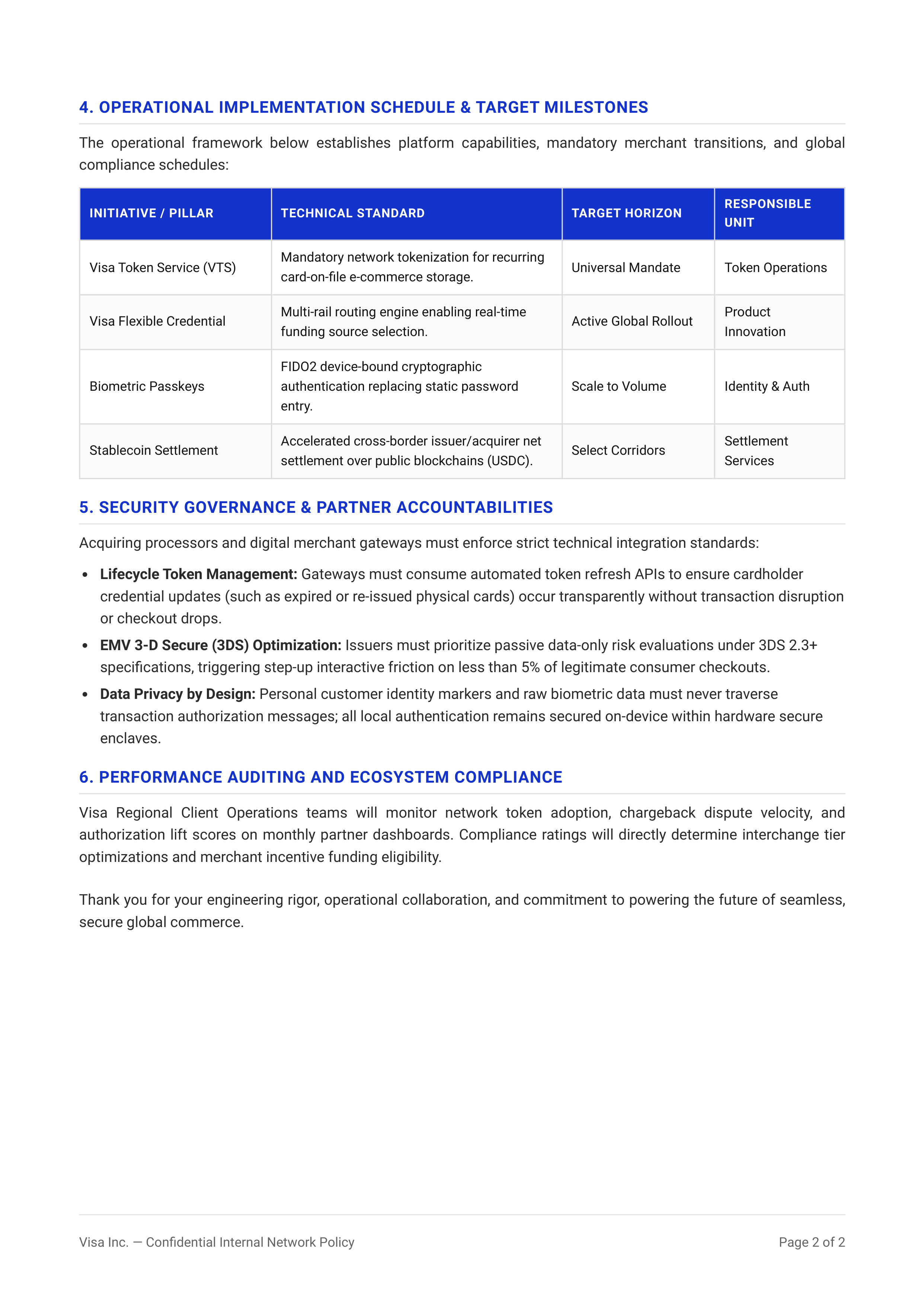 Visa Digital Payments Memo — page 2